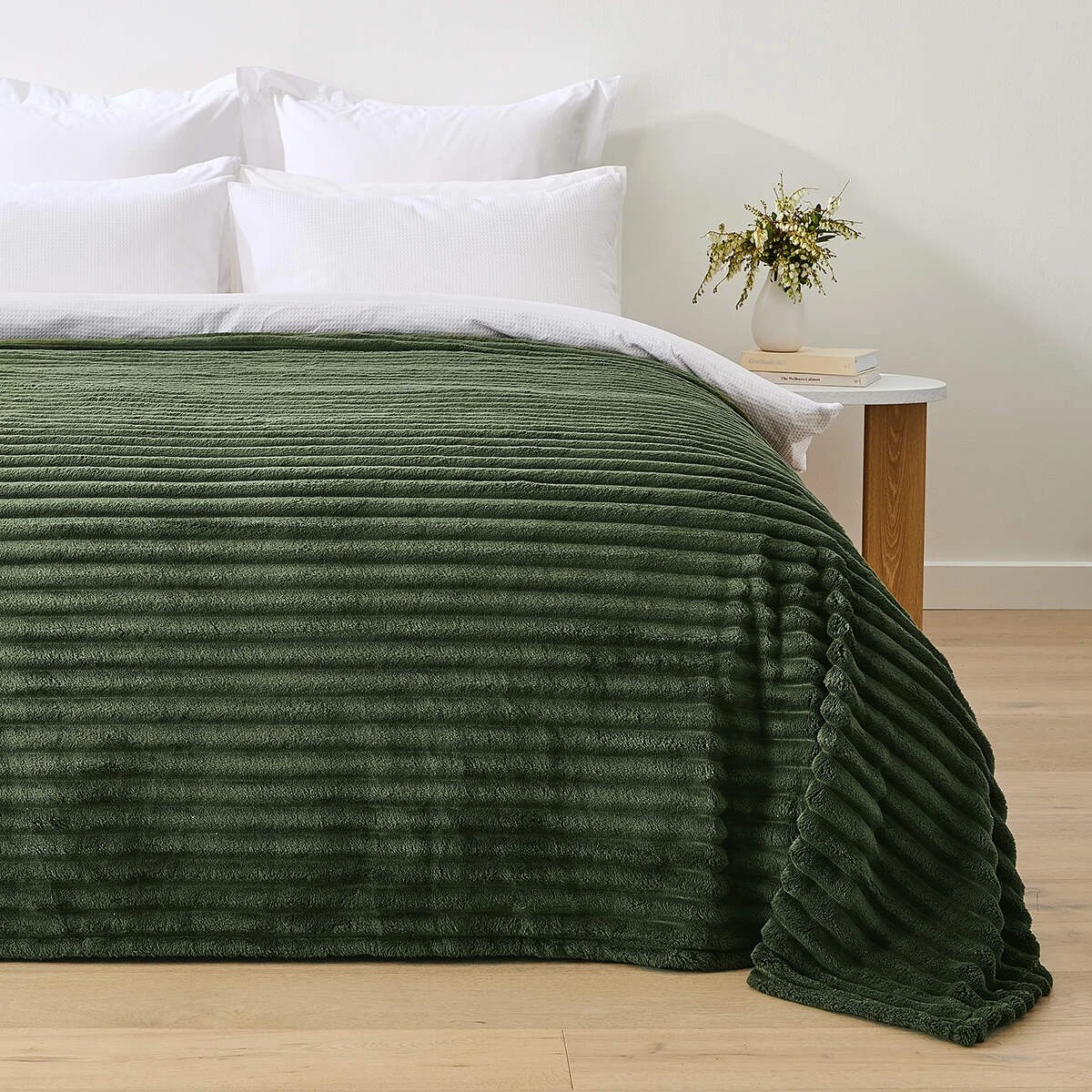 2 Plush Ribbed Blanket - Queen/King Bed, Forest, 2 of 6