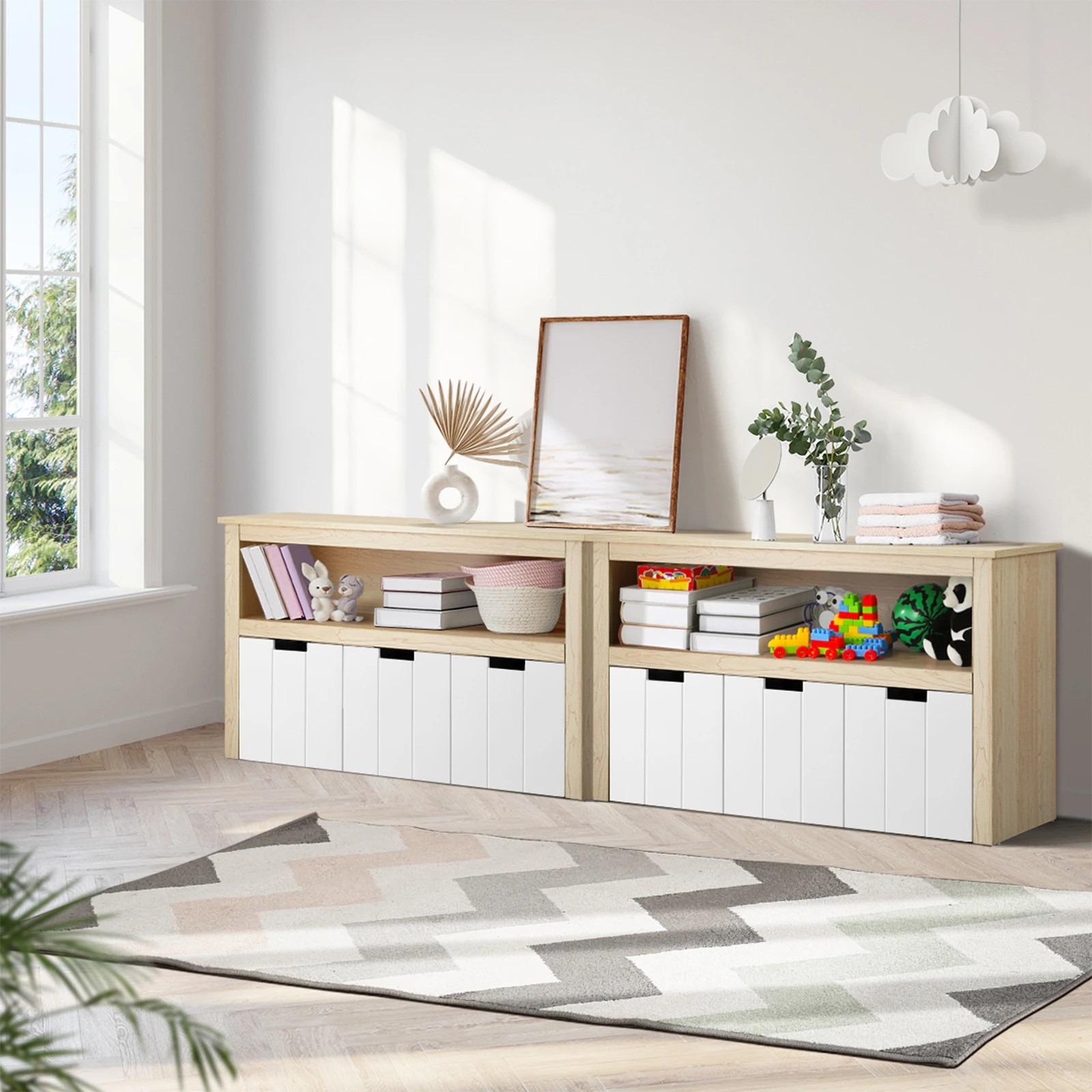 4 Oikiture Kids Toy Storage Cabinet Displayshelf With 3 Portable Box - Multi, 4 of 8