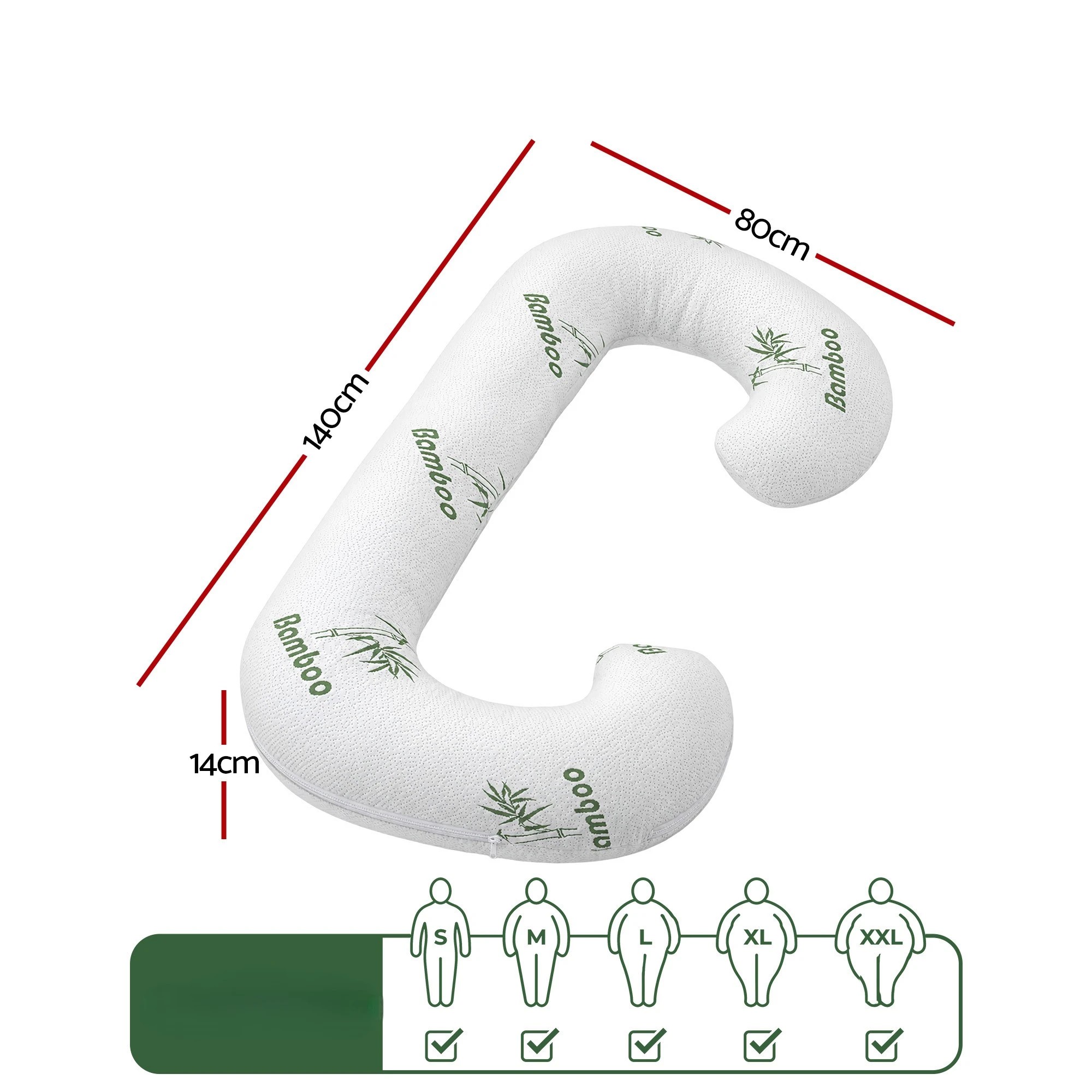 3 Giselle Bedding Pregnancy Pillow for Side Sleepers C-Shaped Maternity Body Pillow - White, 3 of 9