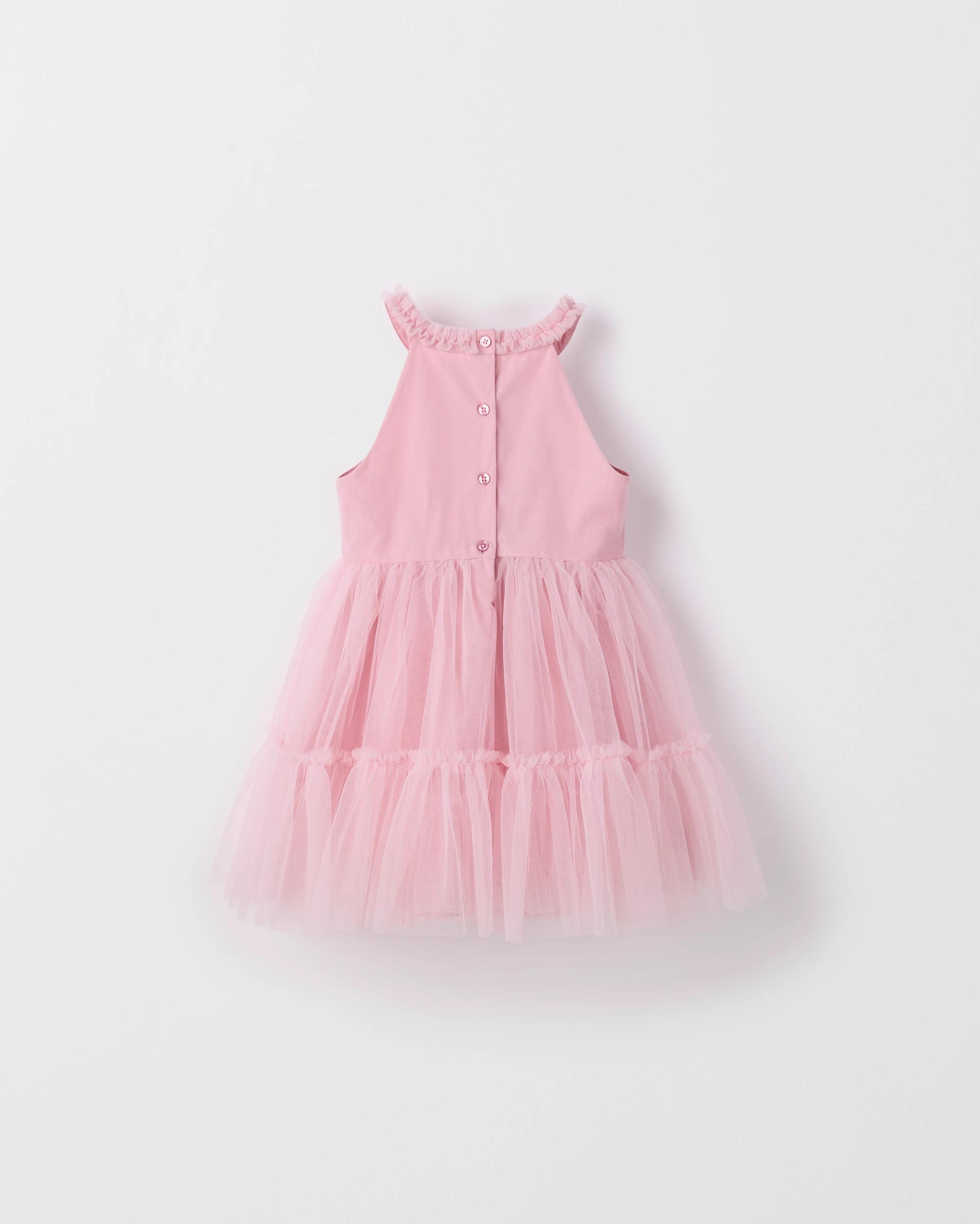 8 Target Kids Sleeveless Halter Neck Tulle Occasion Dress PINK, 8 of 9
