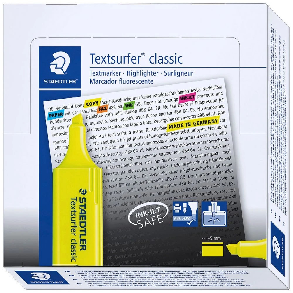 1 Staedtler Textsurfer Classic Highlighters Yellow Box 10, 1 of 5