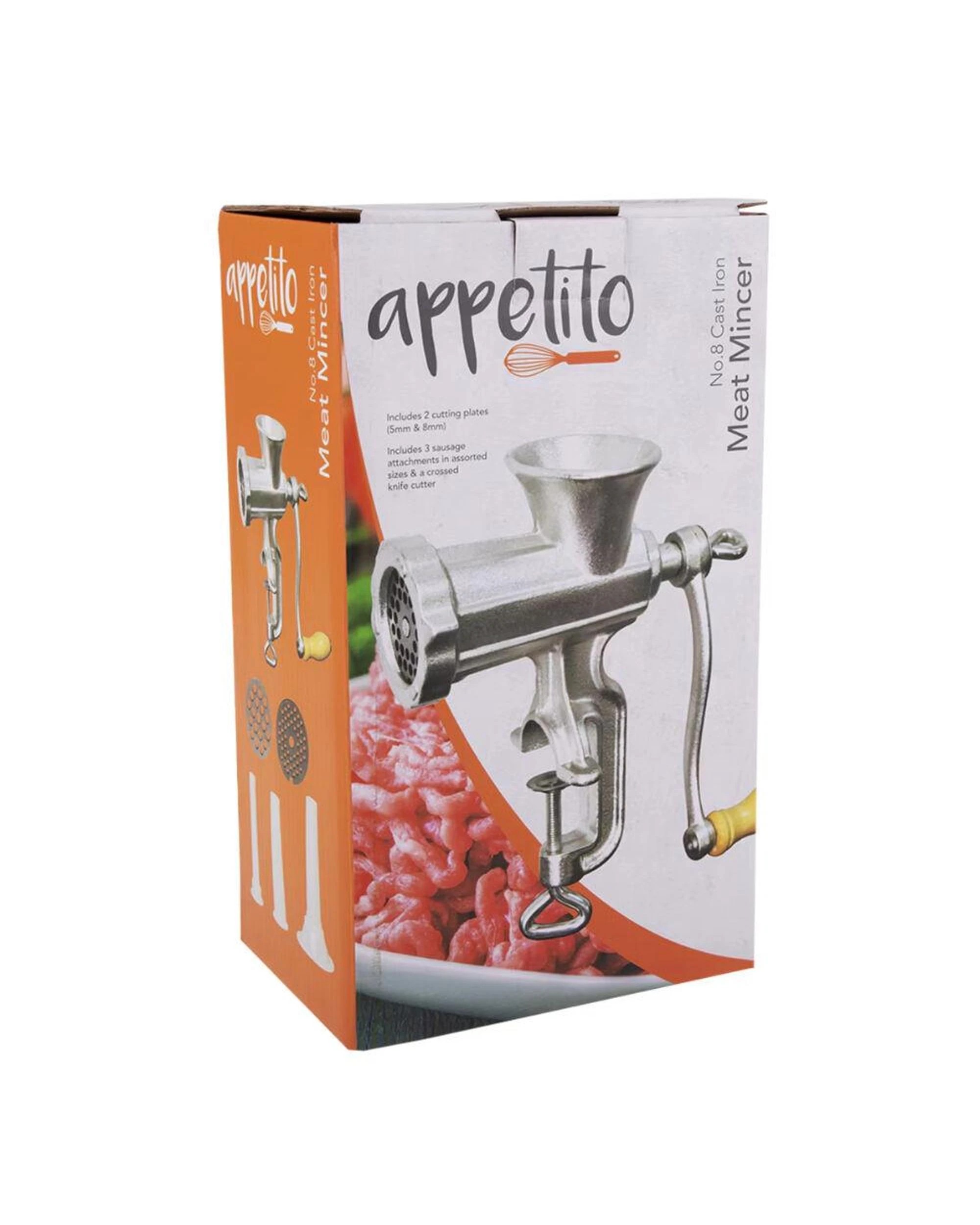 5 Appetito Cast Iron Meat Mincer No.8 Manual Sausage & Mince Maker 2428 - Silver, 5 of 5