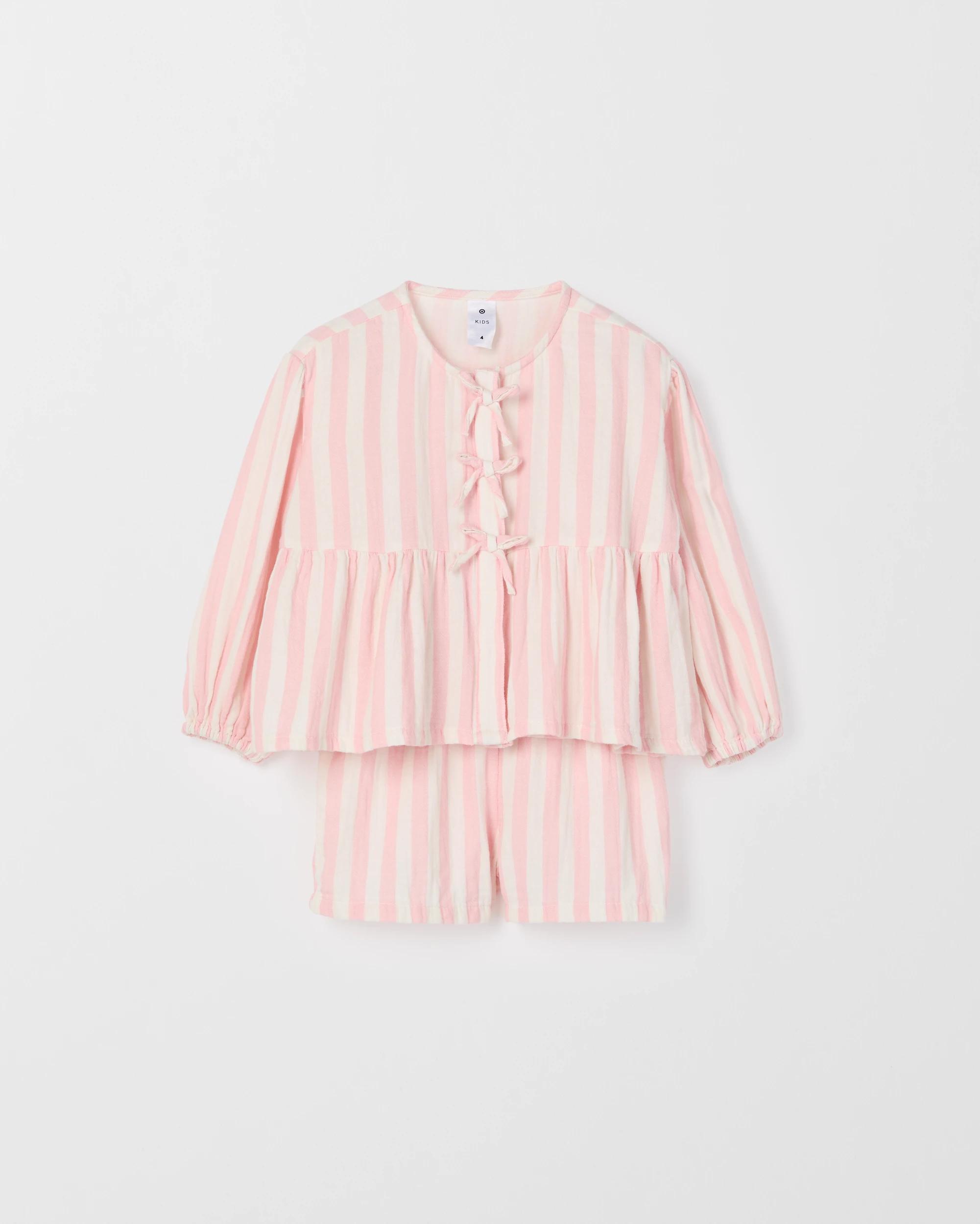 5 Target Kids Woven Top and Shorts 2 Piece Set PINK STRIPE, 5 of 7