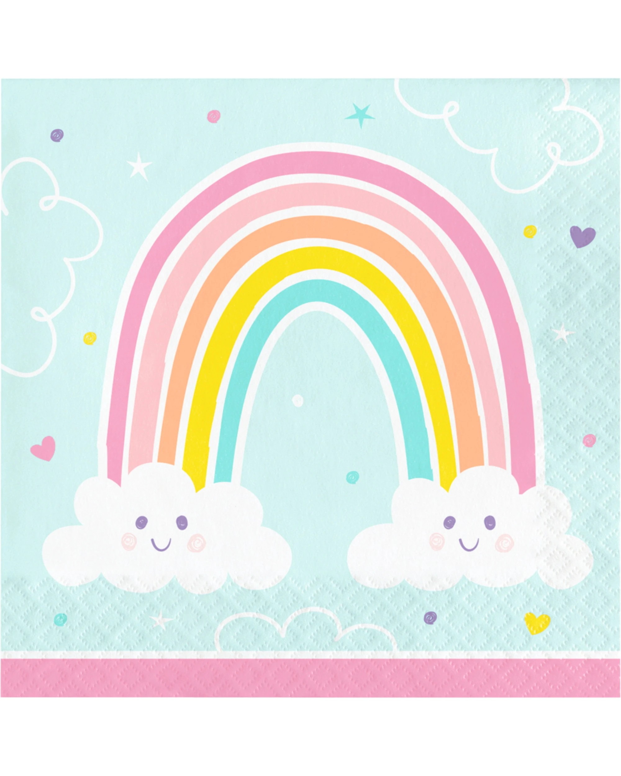 1 Creative Converting Happy Rainbow Large Paper Napkins Serviettes Pack of 16 - Multi, 1 of 1