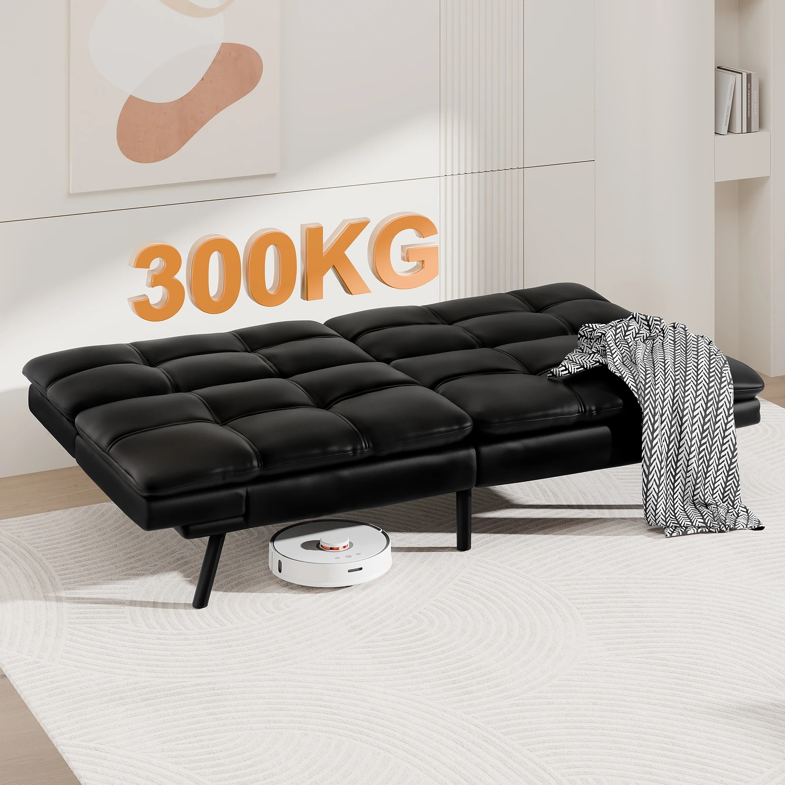 6 Alfordson Sofa Bed Couch 3 Seater Recliner Lounge - Black, 6 of 9