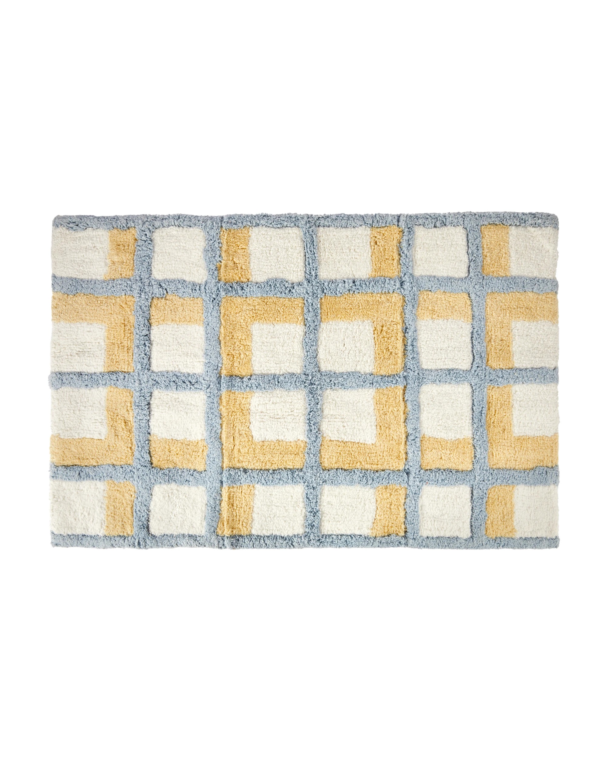1 Check Bath Mat - Blue and Yellow, 1 of 5