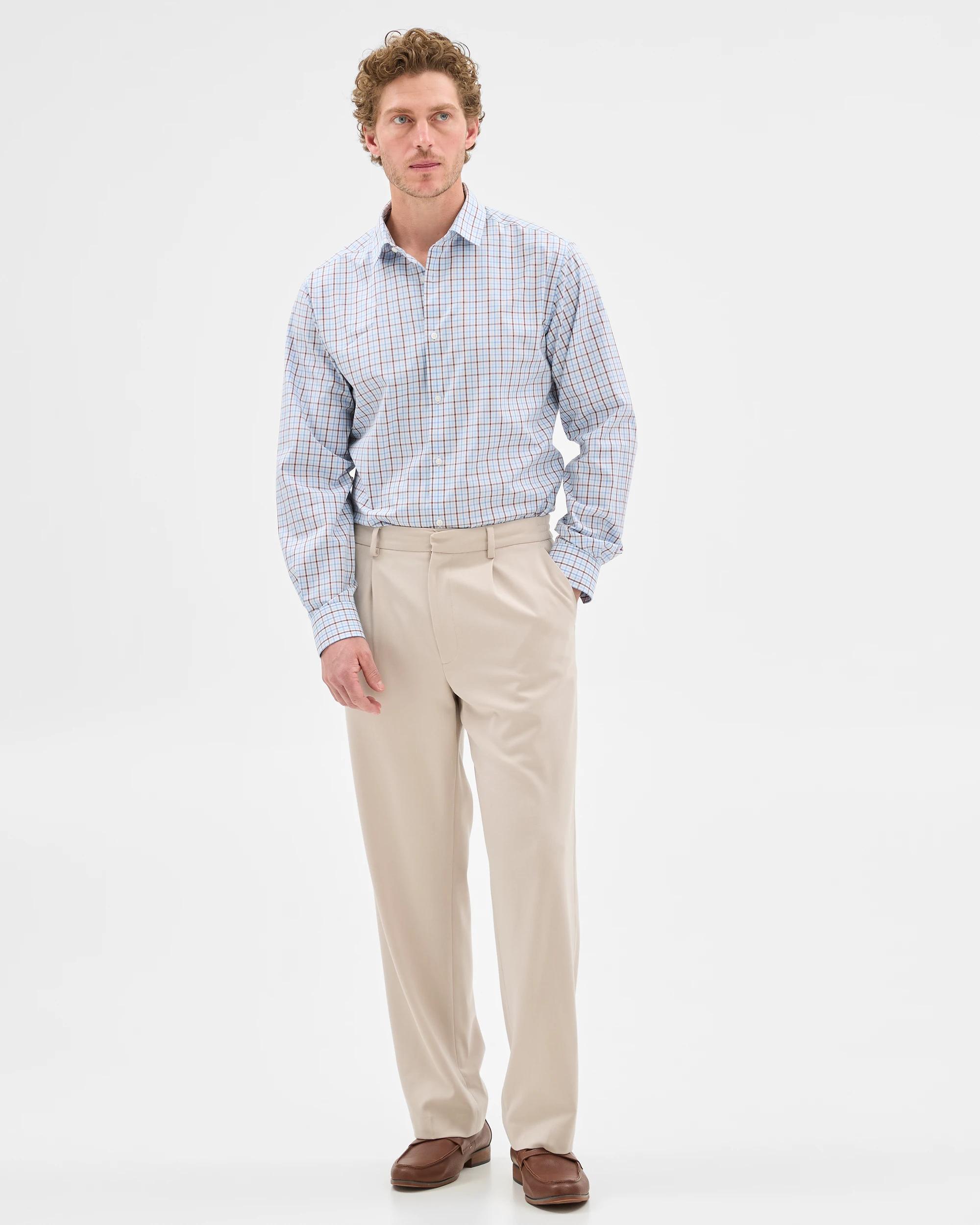 6 Australian Cotton Long Sleeve Shirt - Preview BLUE TATTERSAL, 6 of 7