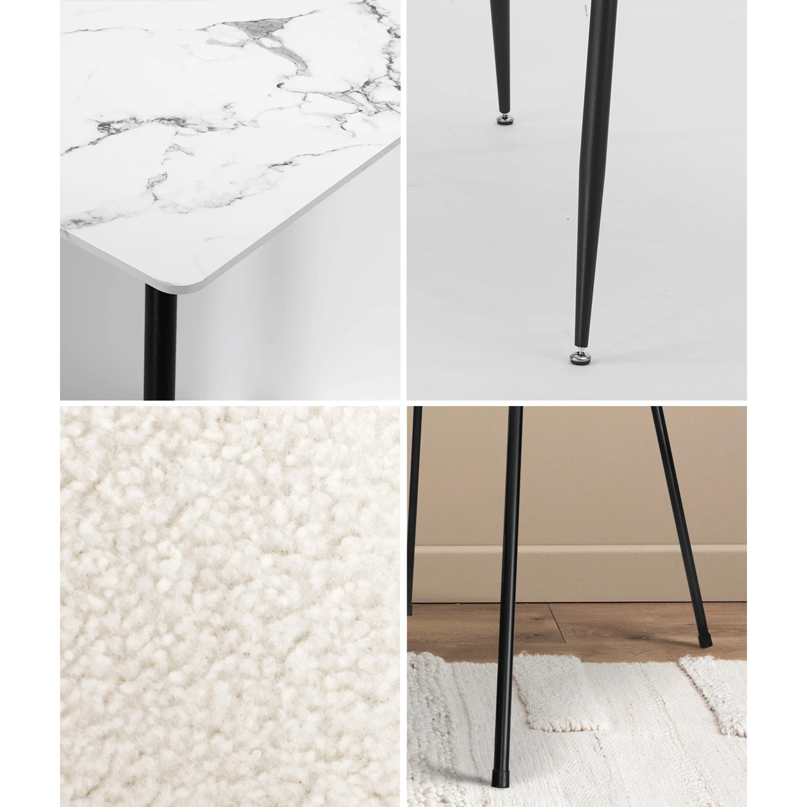 5 Oikiture 120cm Rectangle Dining Table with 6PCS Dining Chairs Sherpa - Multi, 5 of 9