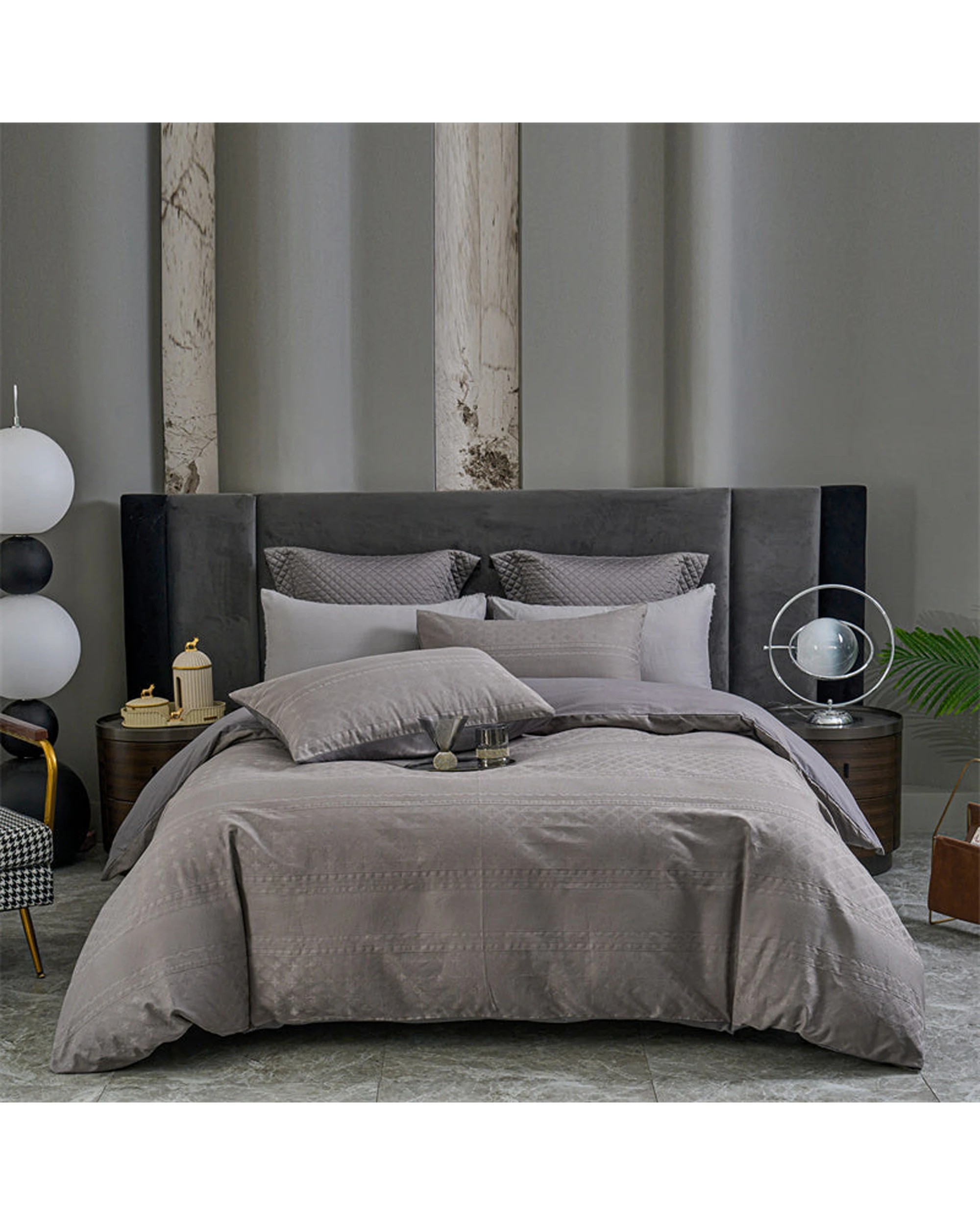 1 Cotton More Waffle Jacquard Quilt Cover Set 100% Cotton King Dark - Grey, 1 of 7