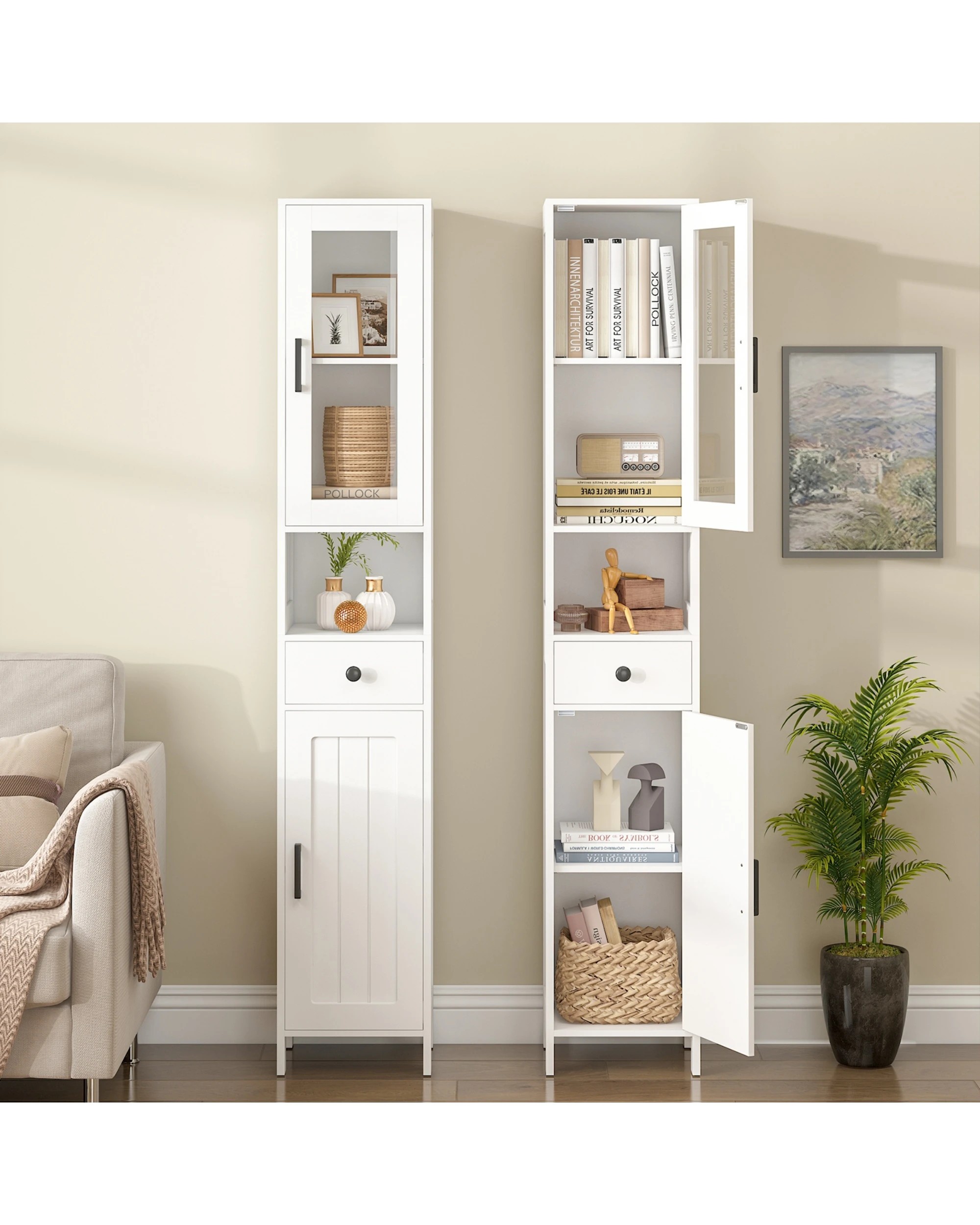 4 Advwin 170cm Tall Slim Storage Cabinet Narrow Storage Cupboard Storage Organizer, 4 of 10