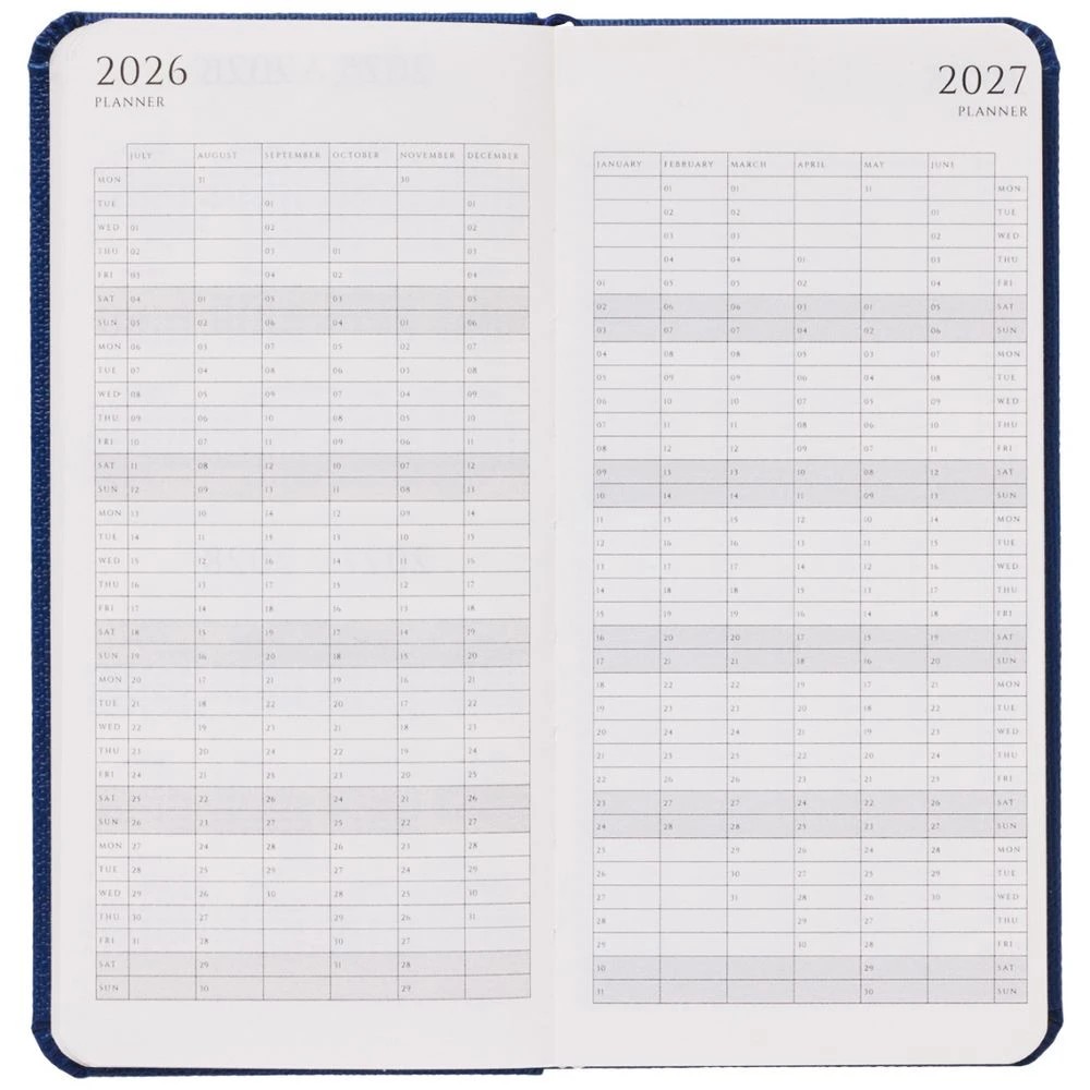 4 J.Burrows Slim Week to View Textured FY26/27 Diary Navy, 4 of 6