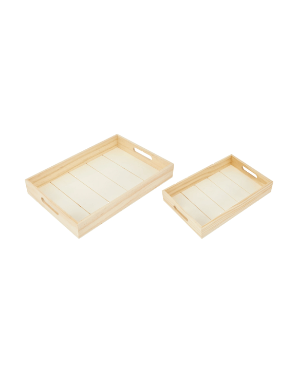 2 Piece Wood Rectangle Trays