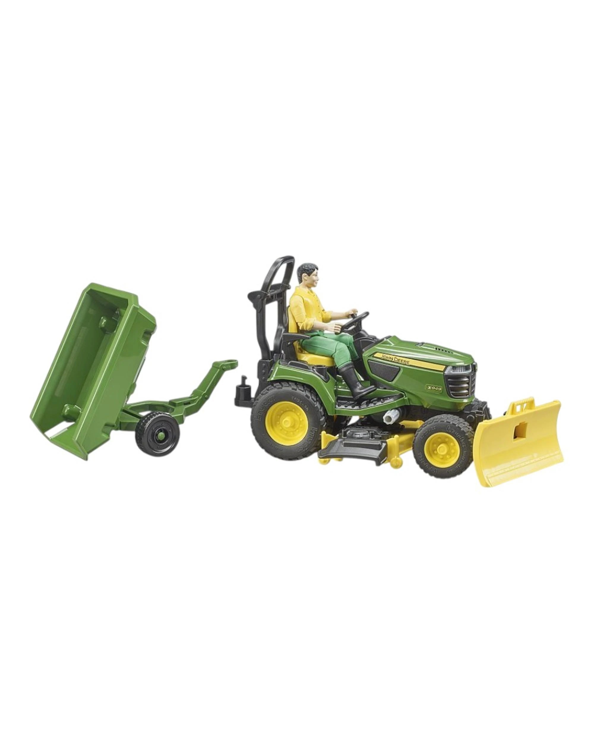 4 Bruder Commercial John Deere Lawn Tractor with Trailer 1:16, 4 of 4