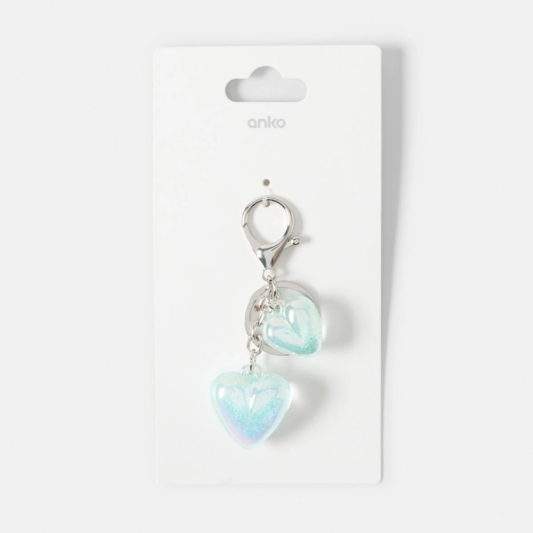 3 Heart Keyring - Blue and Silver Tone, 3 of 3