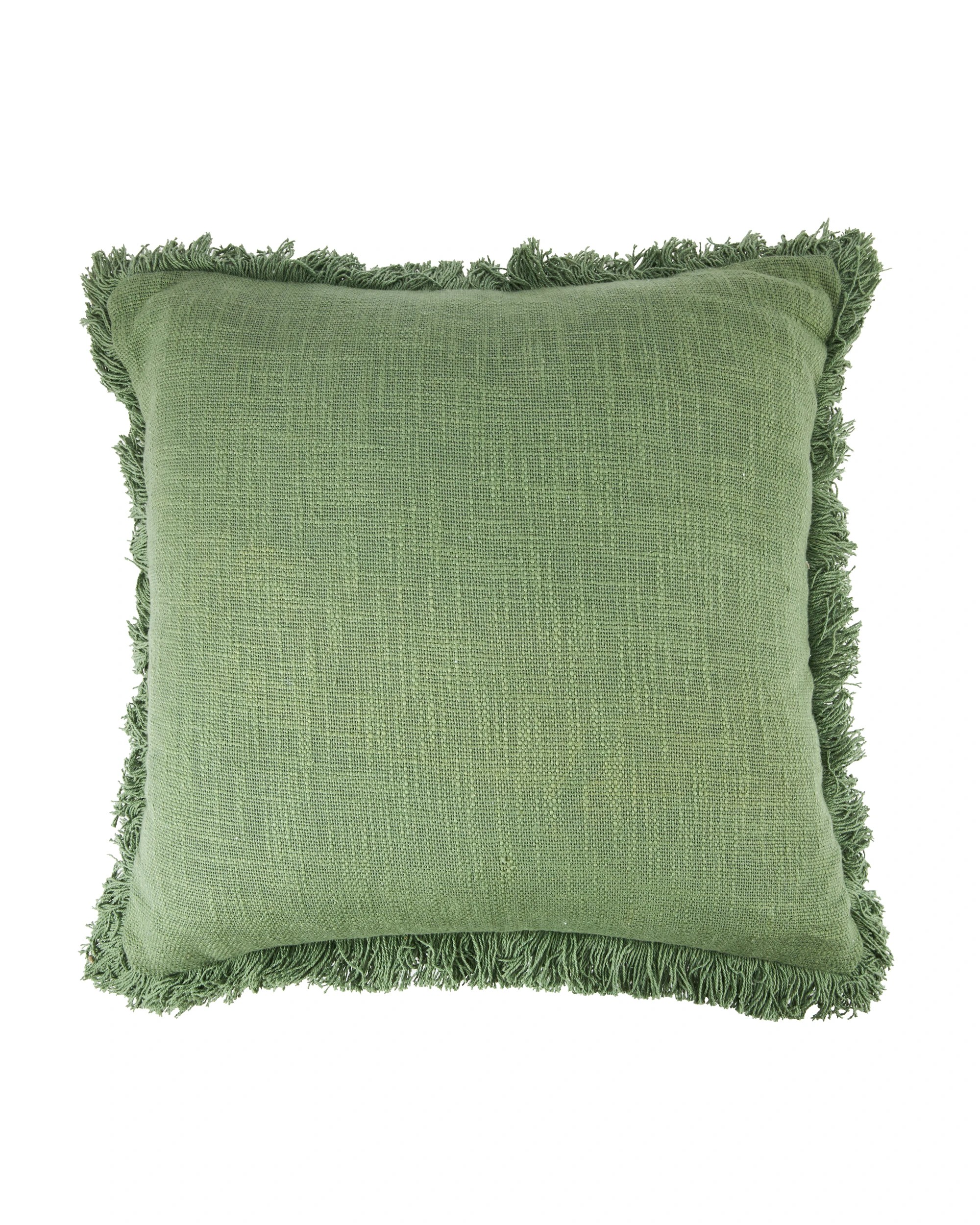 1 50cm Fringed Cushion - Green, 1 of 4