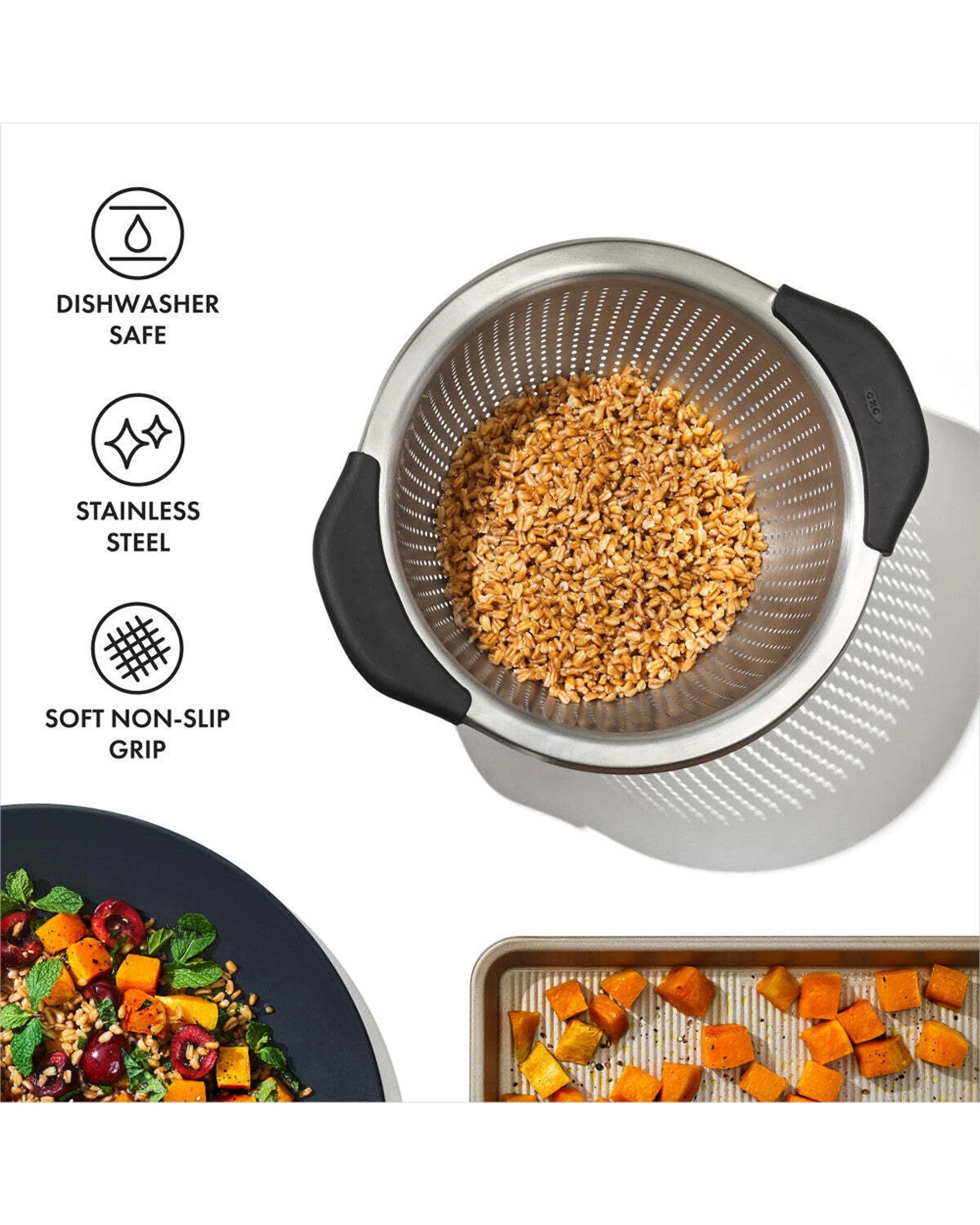 2 Oxo Good Grips Stainless Steel Colander Vacuum Insulated Leakproof Portable - Silver, 2 of 8