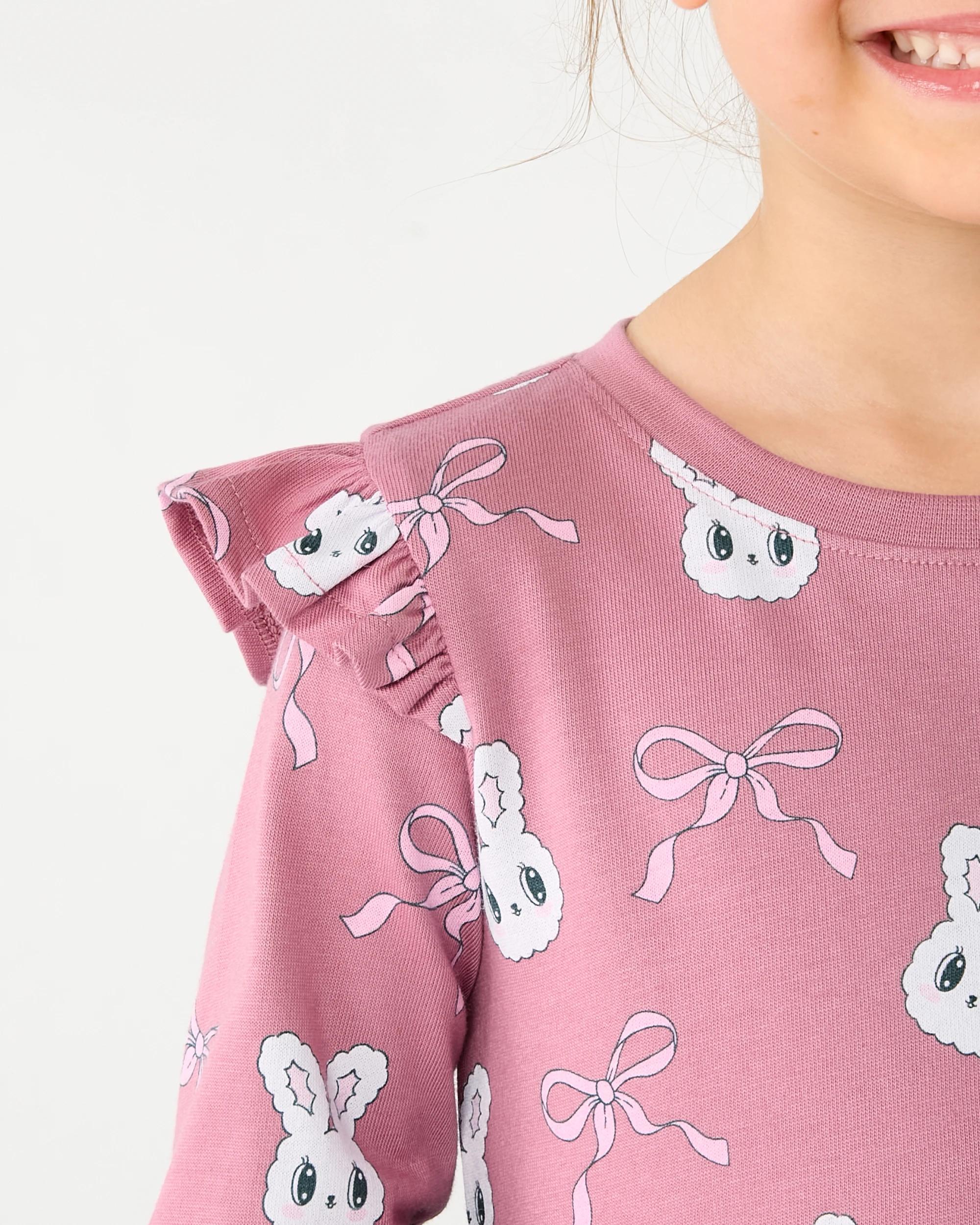 4 Long Sleeve Jersey Dress Pink Bunny, 4 of 8