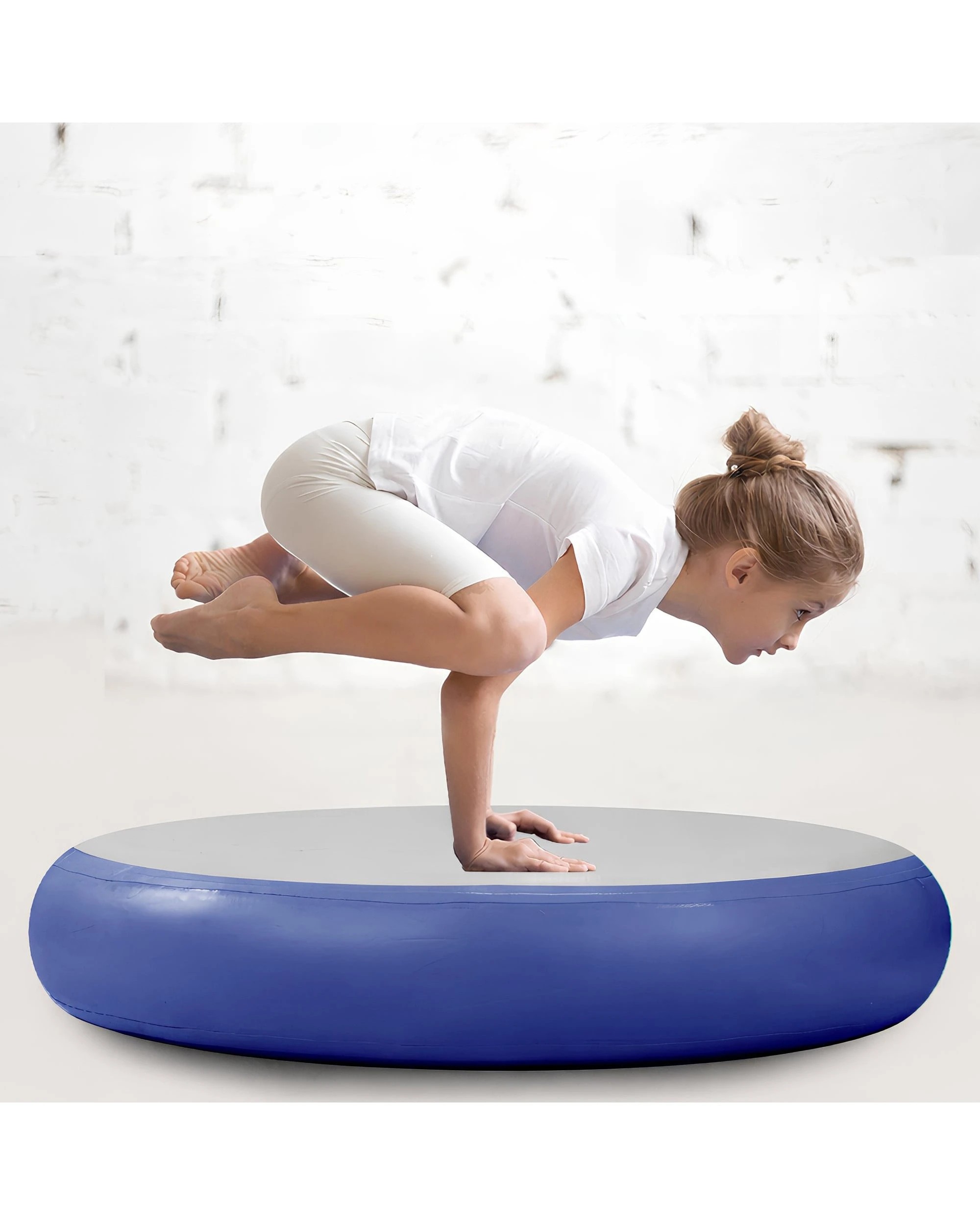 2 Powertrain 1m x 20cm Airtrack Spot Round Inflatable Gymnastics Tumbling Mat Air Track Exercise Yoga Mat - Blue, 2 of 4