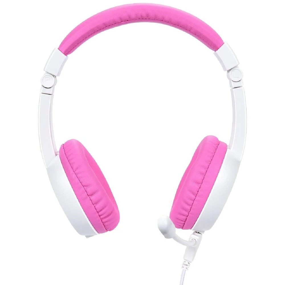 3 BONELK My-Style Kids Wired Headphones w Boom Mic White/Pink, 3 of 8