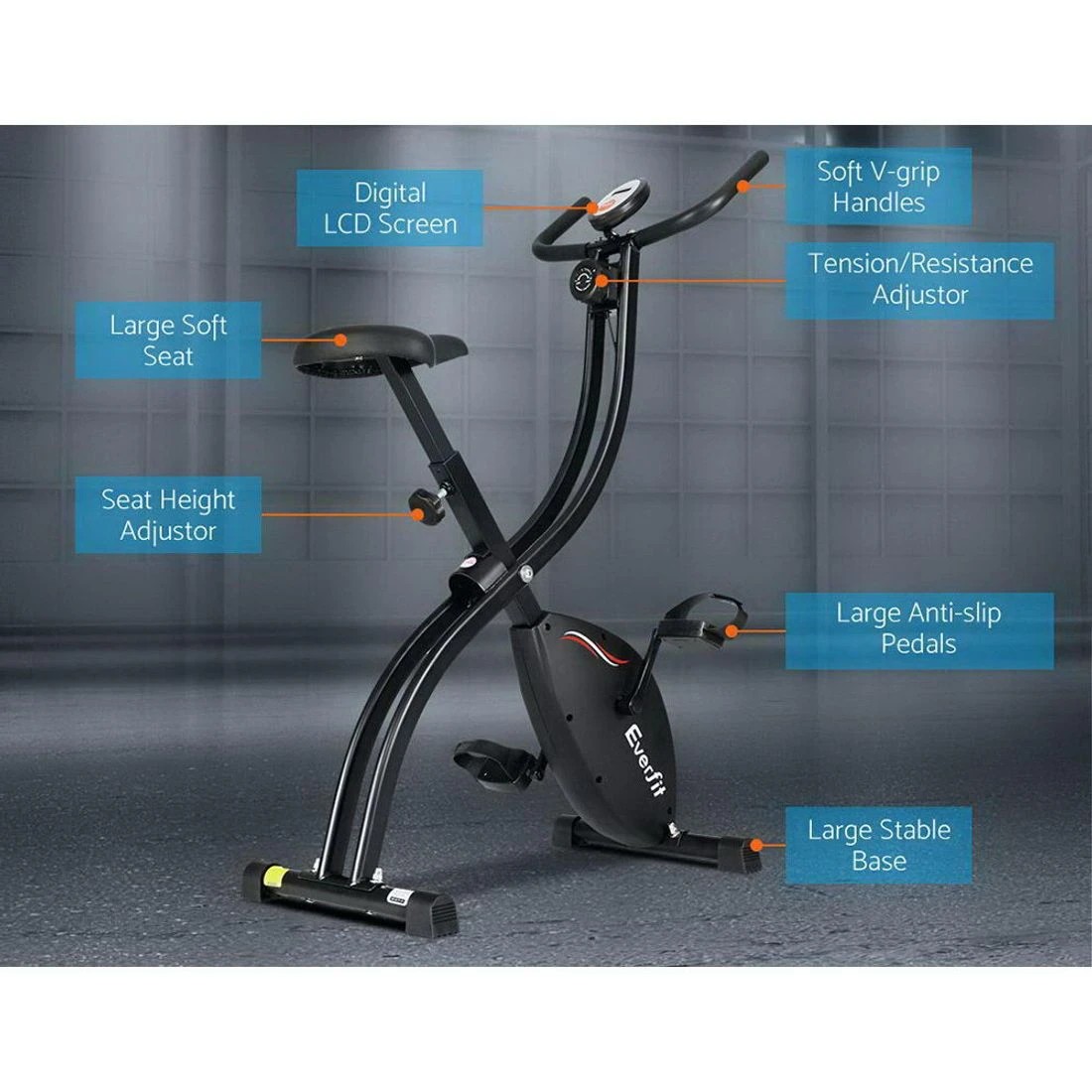 3 Everfit Folding Exercise Bike Magnetic X-Bike Bicycle Indoor Cycling - Black, 3 of 6