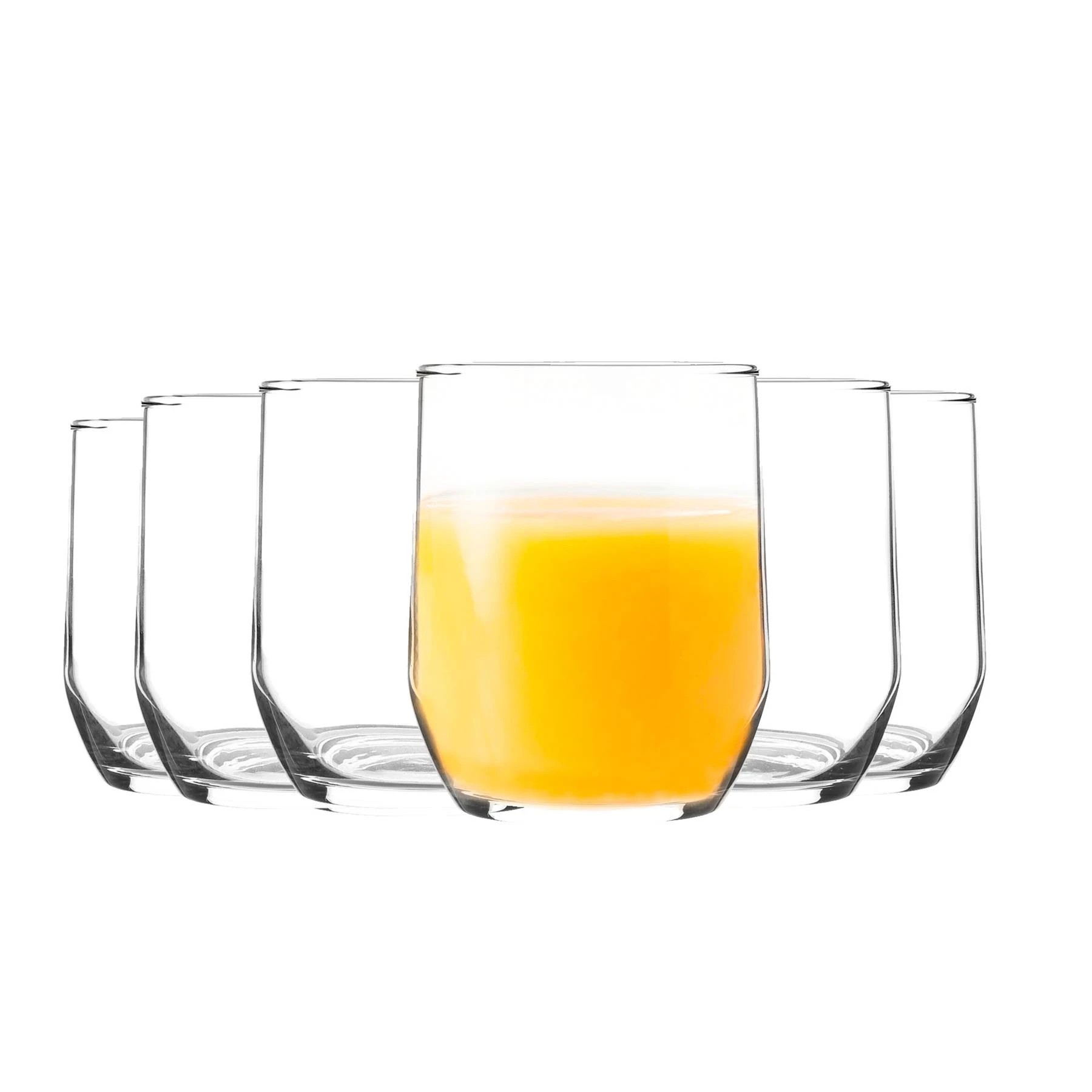 1 LAV 6 Piece Sude Drinking Glasses Set - Contemporary Glass Tumblers for Whisky, Water, Soft Drinks - 315ml - Clear, 1 of 5