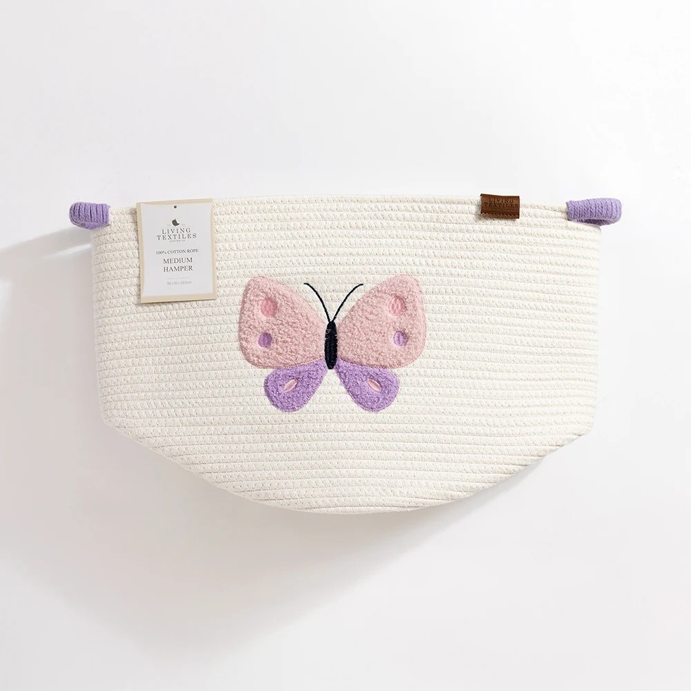 3 Living Textiles Butterfly Embroidered Cotton Rope Storage Hamper – Assorted, 3 of 4