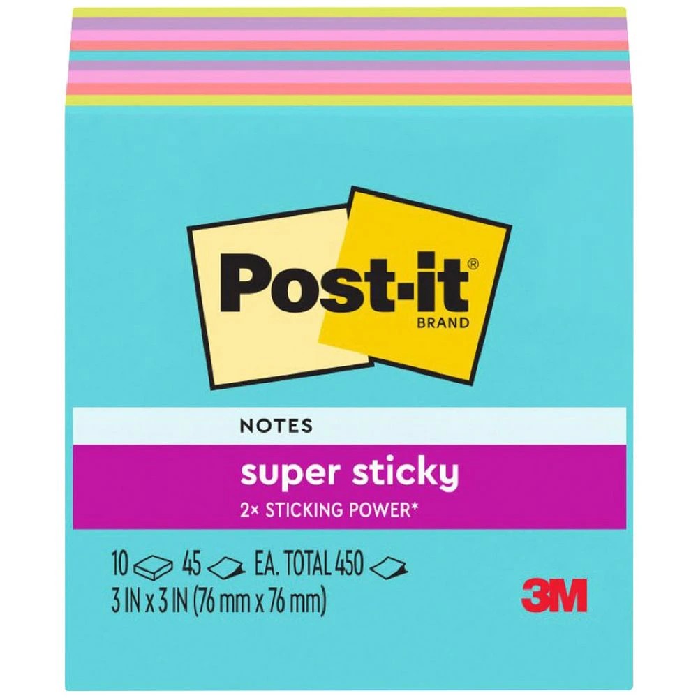 1 Post-it Super Sticky Notes 76 x 76mm Supernova Neons 10 Pack, 1 of 10