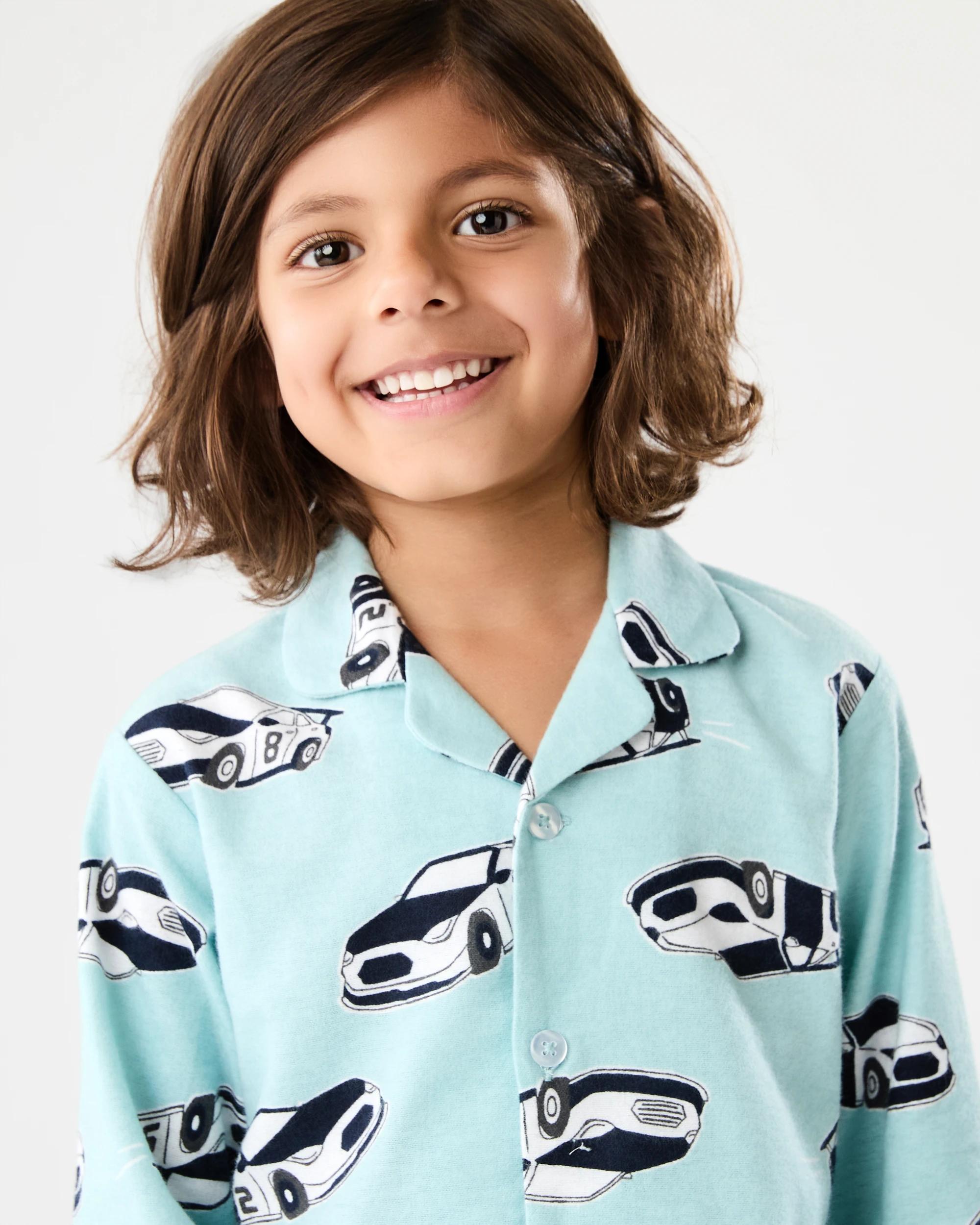 3 Flannel Pyjama Set Grn Car, 3 of 7
