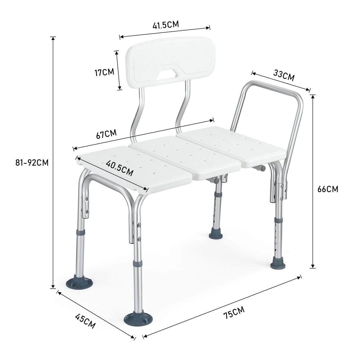 2 Ausway Adjustable Shower Chair Bath Seat Stool, 2 of 4