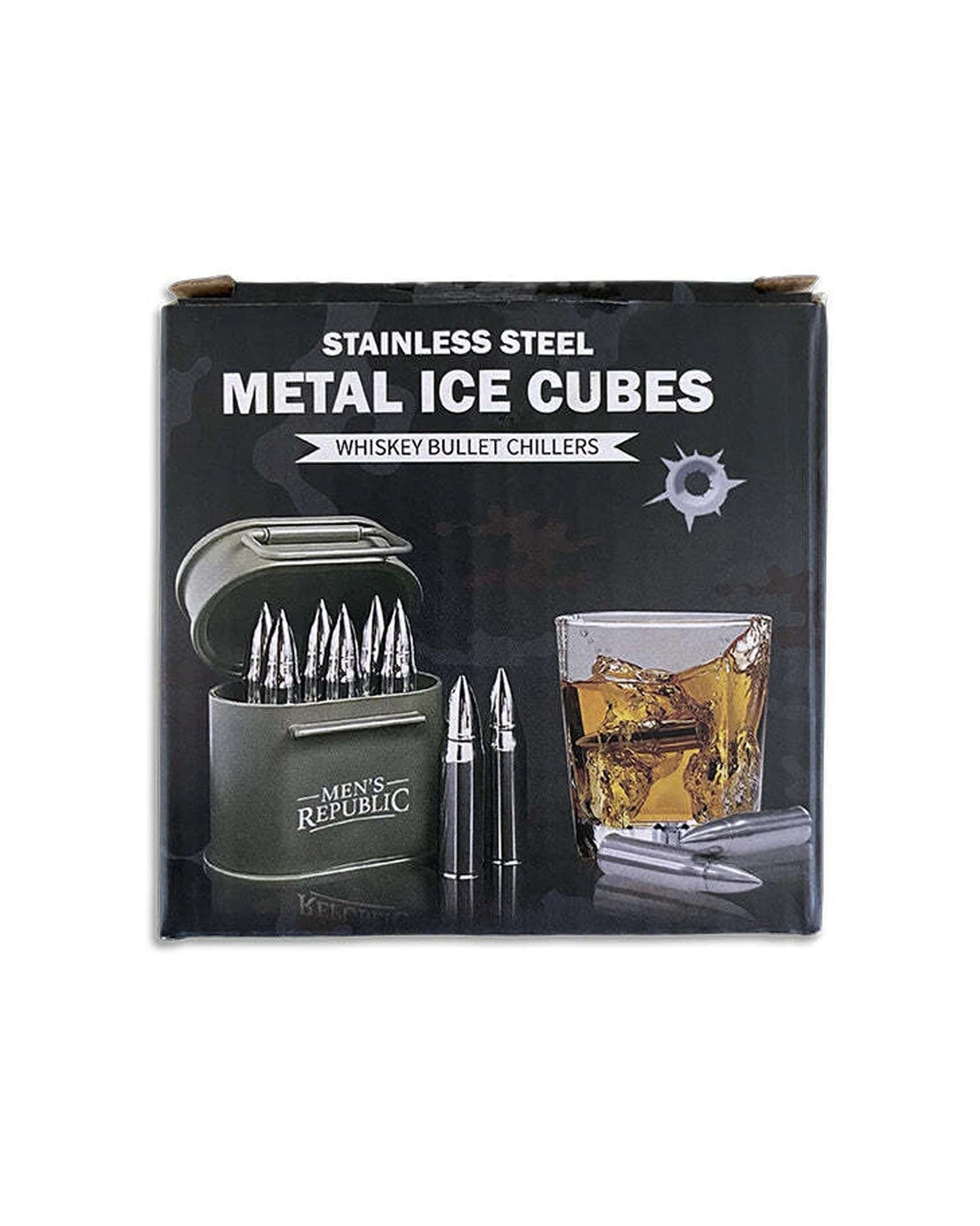 4 Mens Republic 6Pc Bullet Ice Stones Stainless Steel Drink Cooling Reusable Ammo Style Box - Gift Set - Metallic, 4 of 6