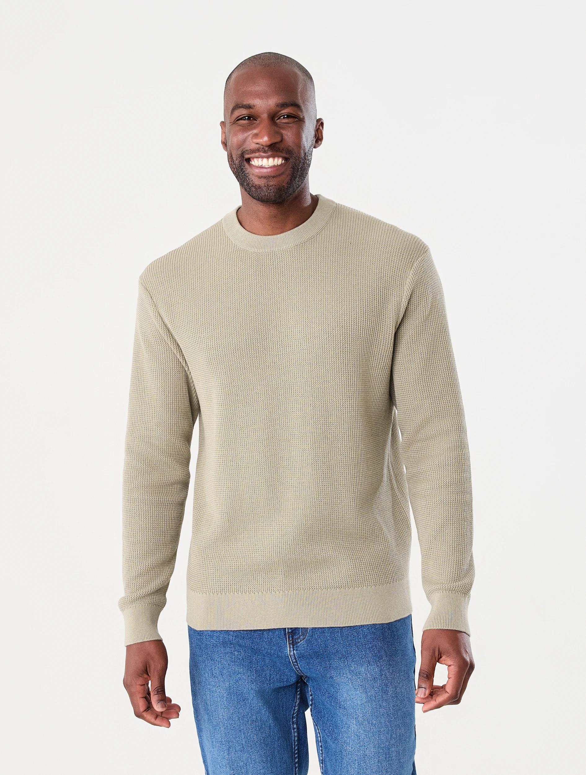 1 Lightweight Crew Neck Knit Jumper Bge Khaki, 1 of 7