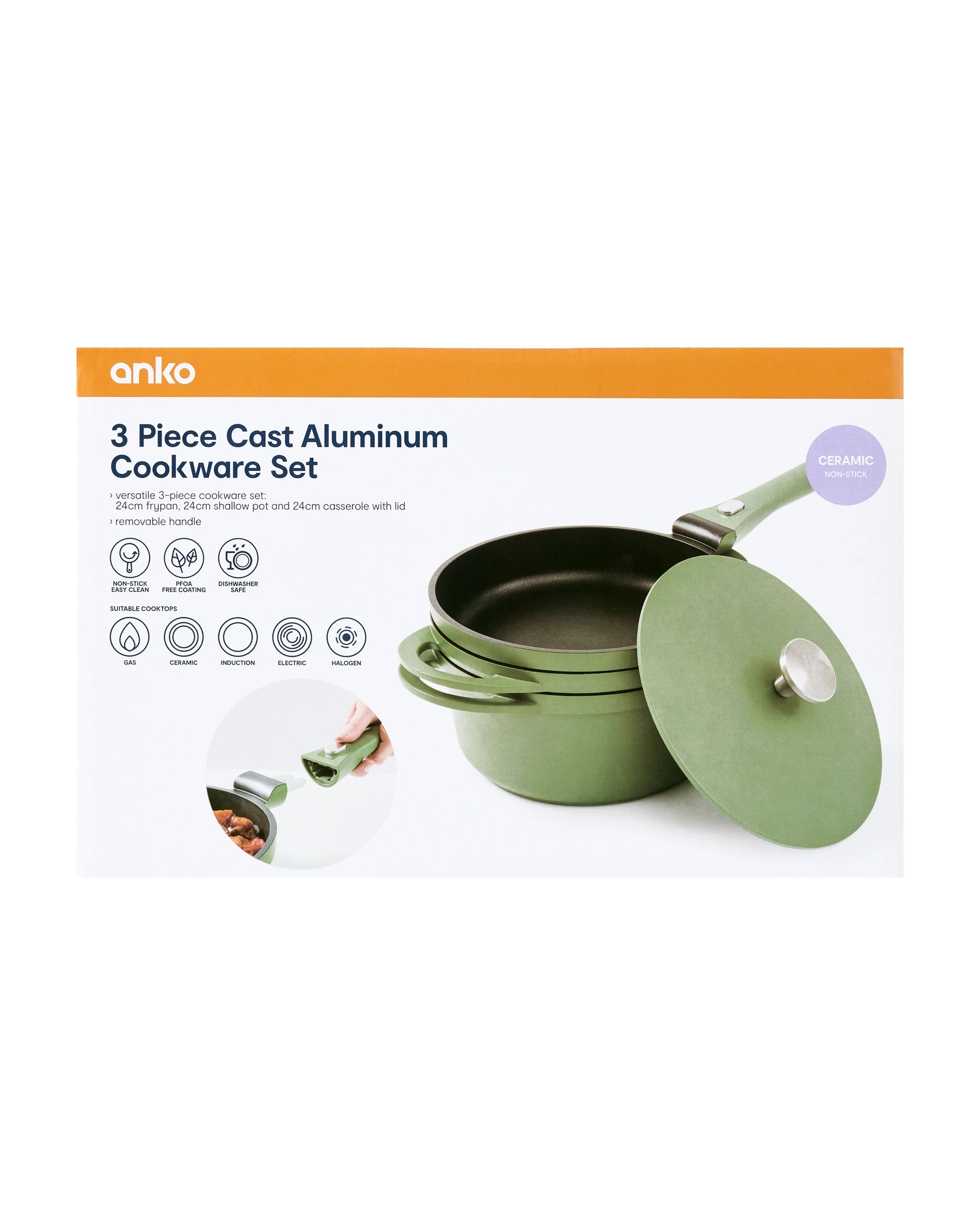 10 3 Piece Cast Aluminium Cookware Set - Green, 10 of 10