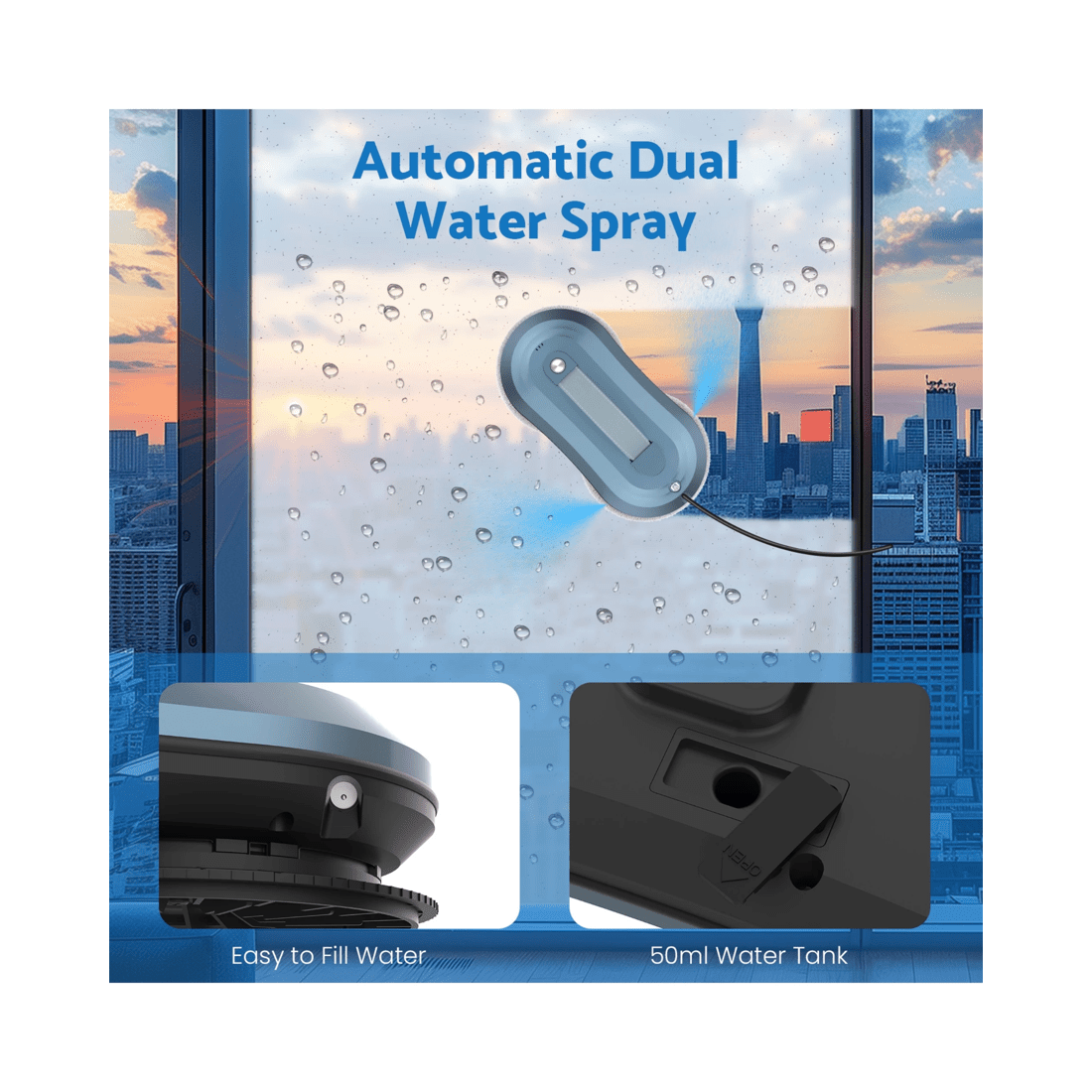 2 Advwin Window Cleaner Robot, Automatic Robot Window Washer With Dual Water Spray Technology, 2800pa Suction, 2 of 8