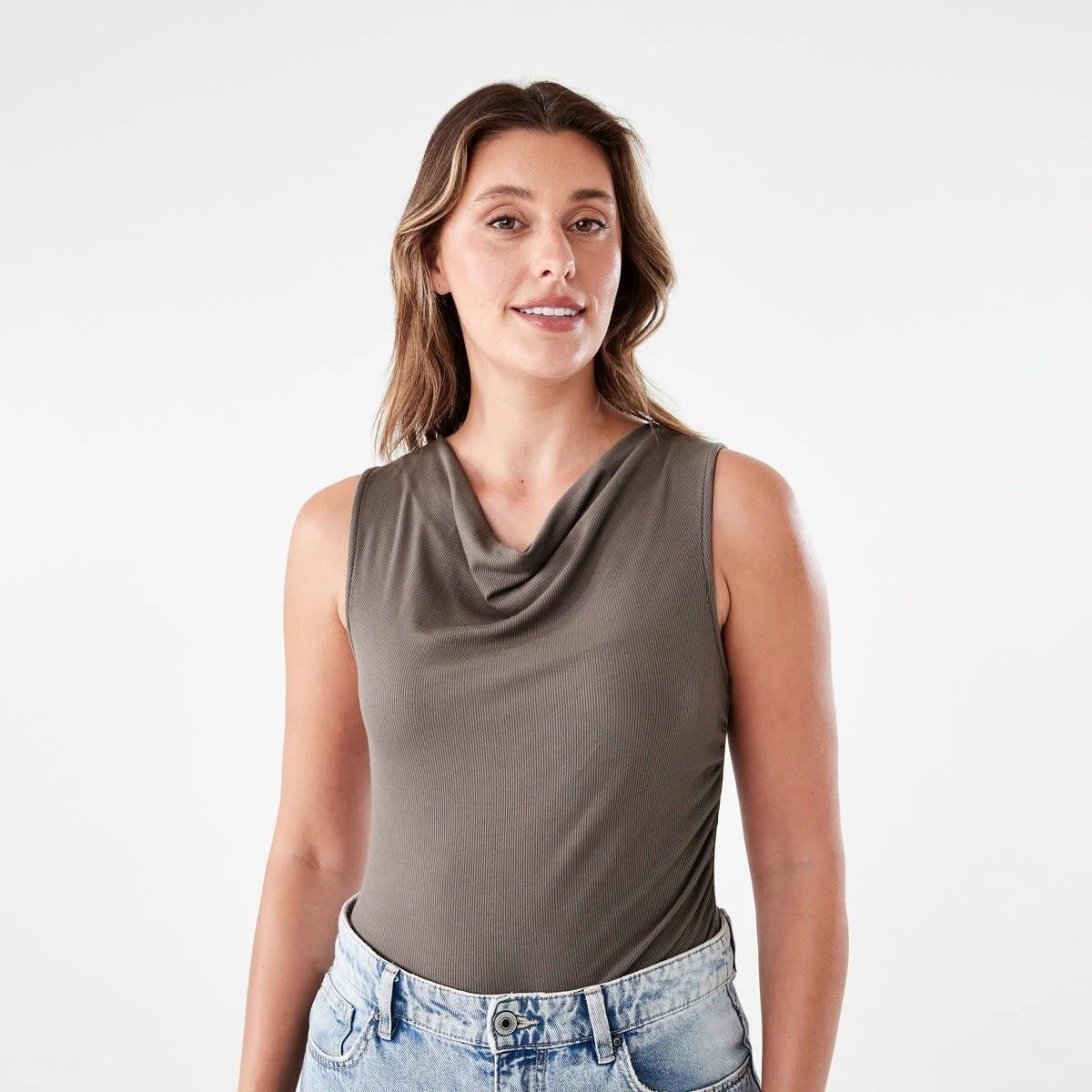1 Sleeveless Drape Cowl Neck Top DEEP TAUPE, 1 of 7