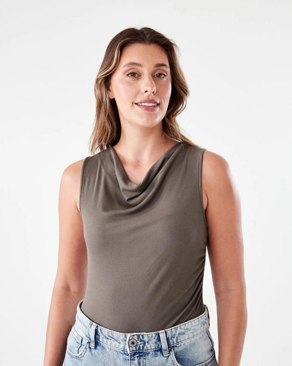 Sleeveless Drape Cowl Neck Top