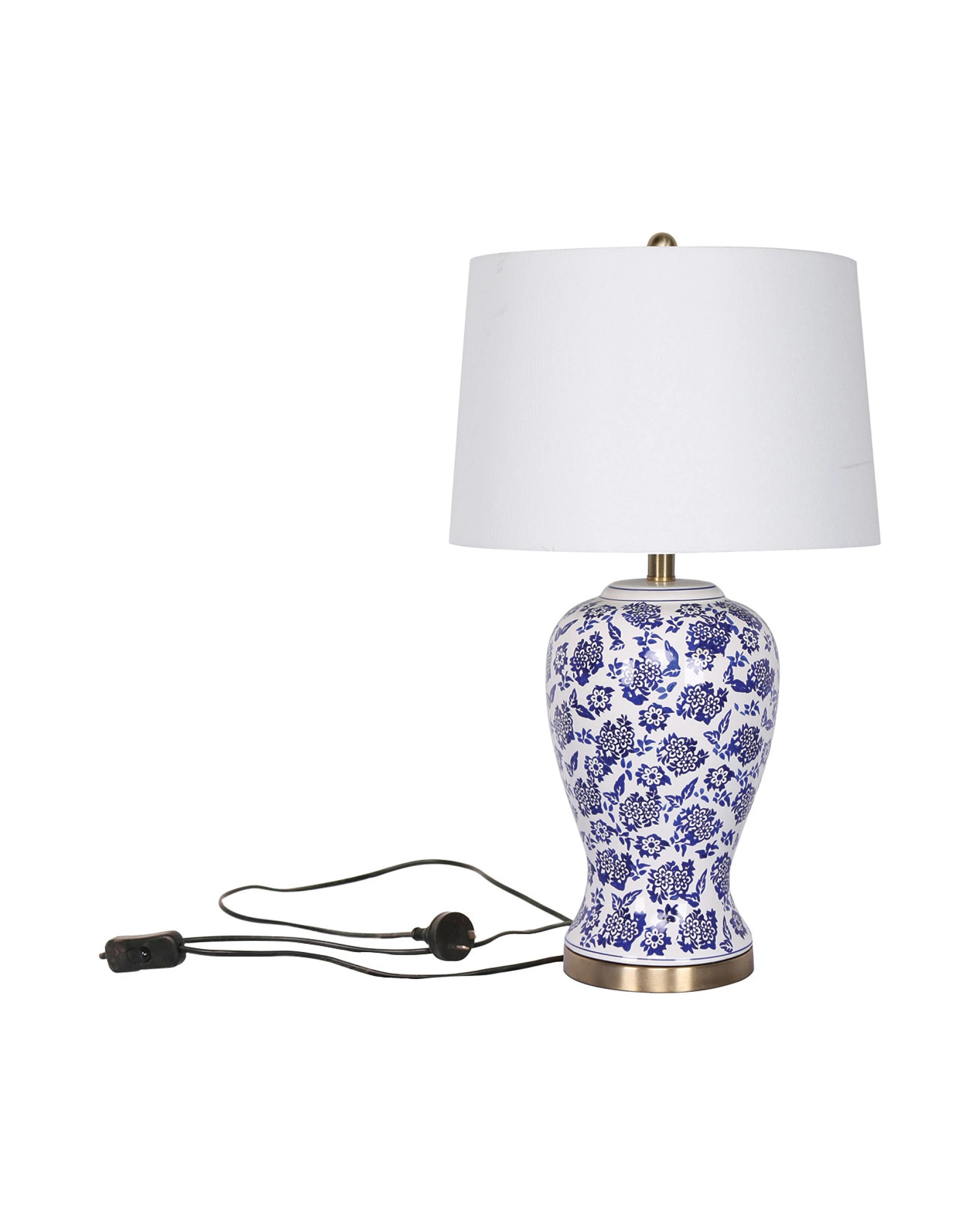 2 Sarantino Hand-Painted Floral Ceramic Table Lamp with Cotton Drum Shade - White, 2 of 8
