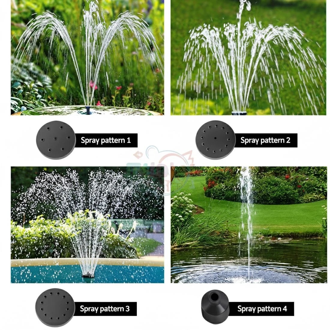 6 Gardeon Solar Pond Pump Submersible Water Fountain with Battery Kit LED Lights 4FT - Black, 6 of 7