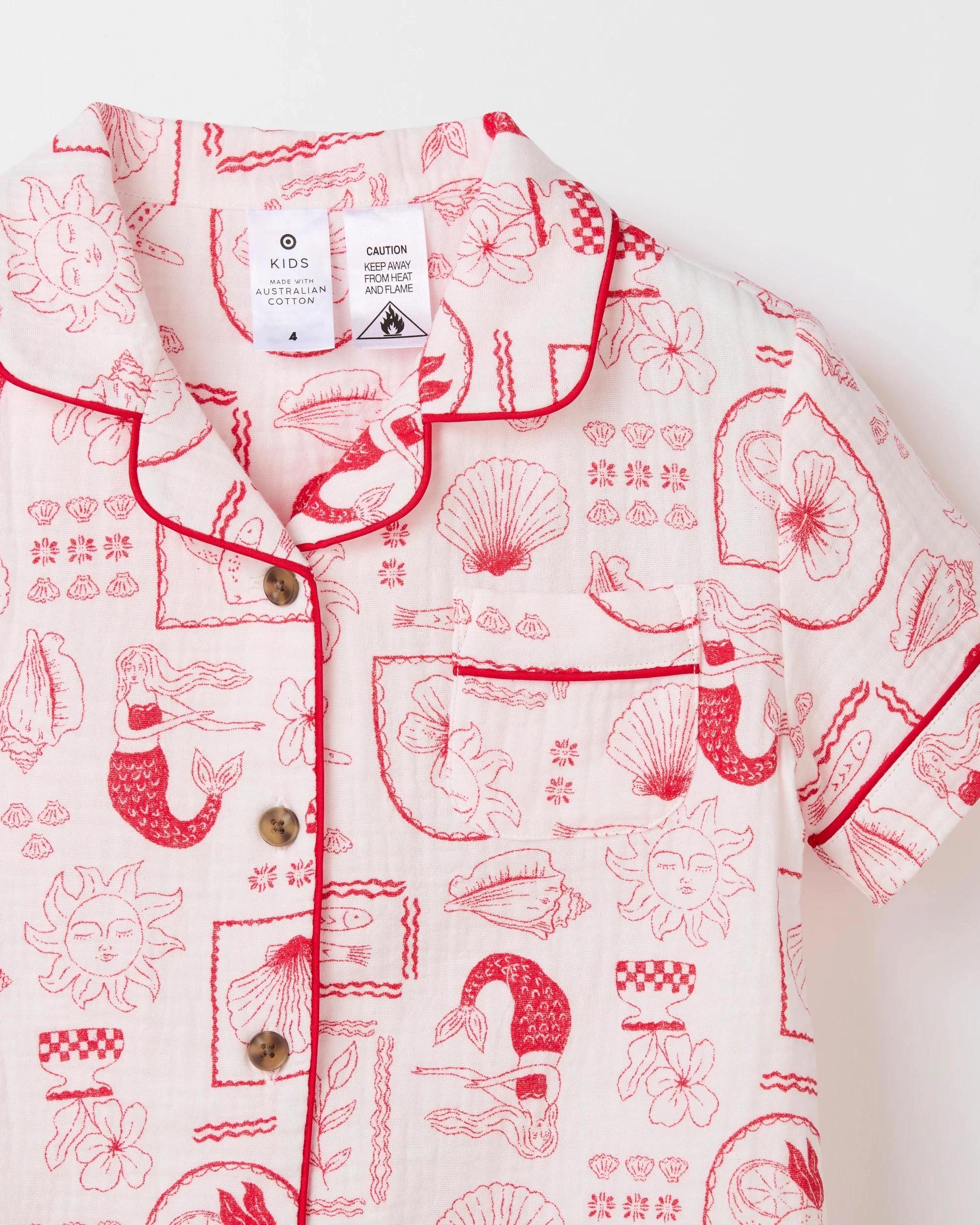 6 Target Kids Australian Cotton Younger Girls Double Cloth Pyjama Set MEDITERRANEAN, 6 of 8