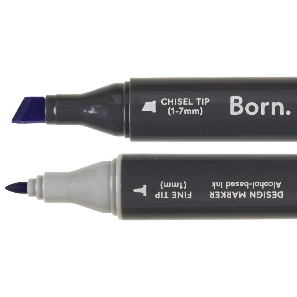 2 Born Professional Dual-Tip Artist Marker Stratosphe Blue B768, 2 of 4
