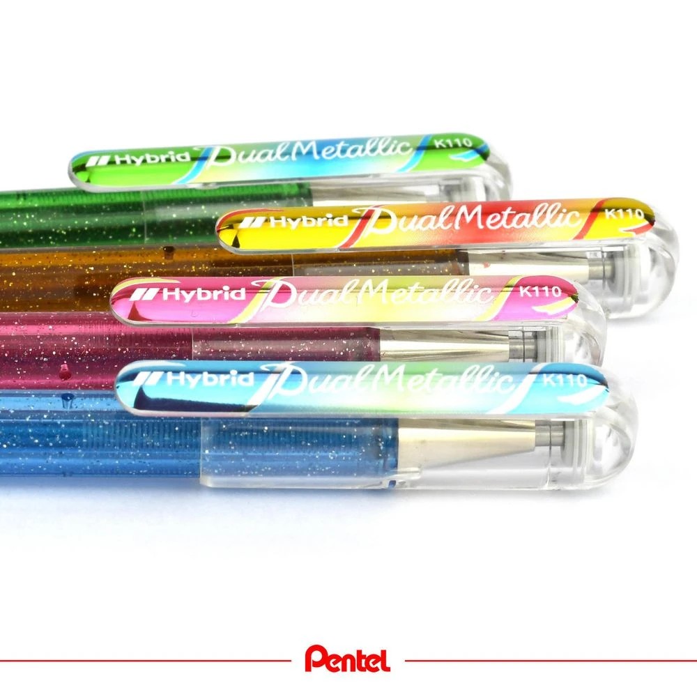 5 Pentel Hybrid Dual Metallic K110 Gel Pen Orange, 5 of 8