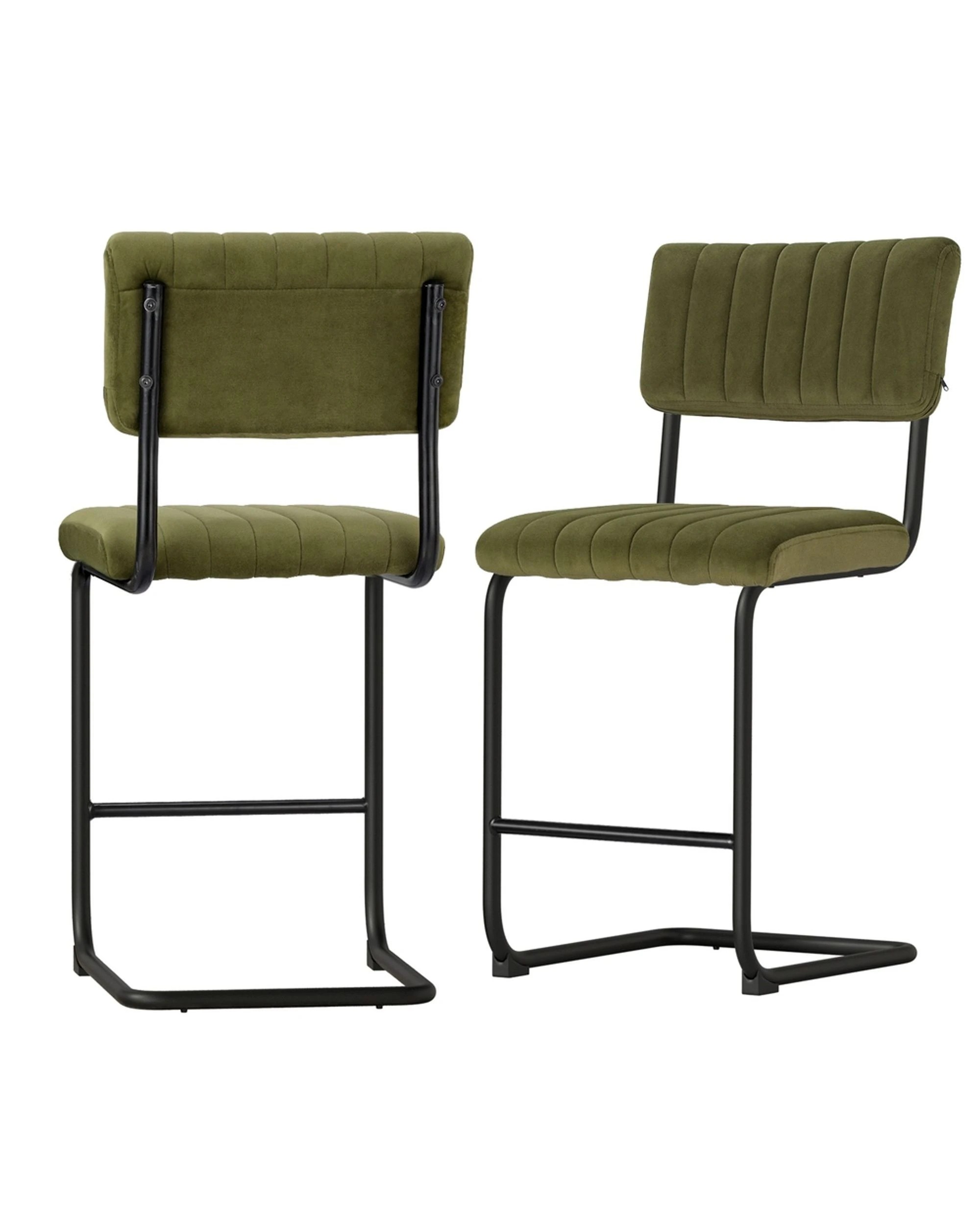 1 Artiss 2x Bar Stools Velvet Chairs Green - Green, 1 of 7