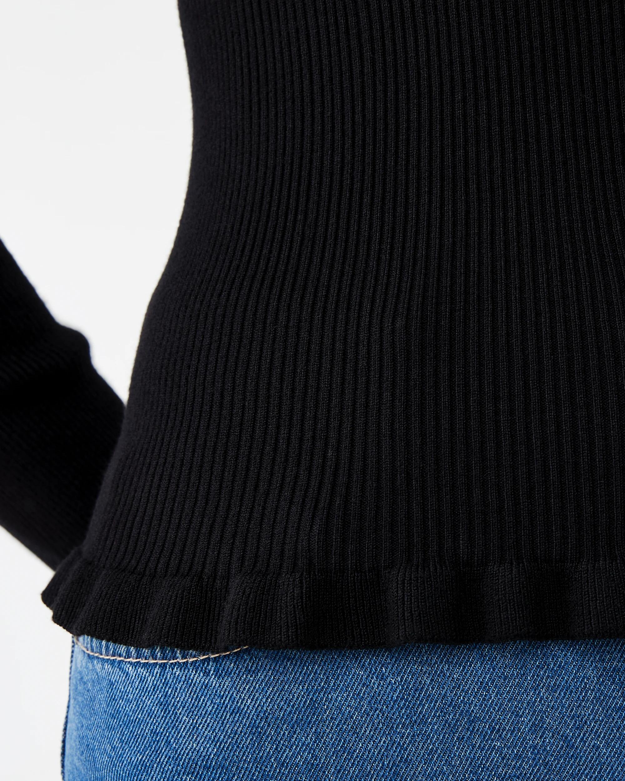 6 Long Sleeve Frill Top Black, 6 of 6