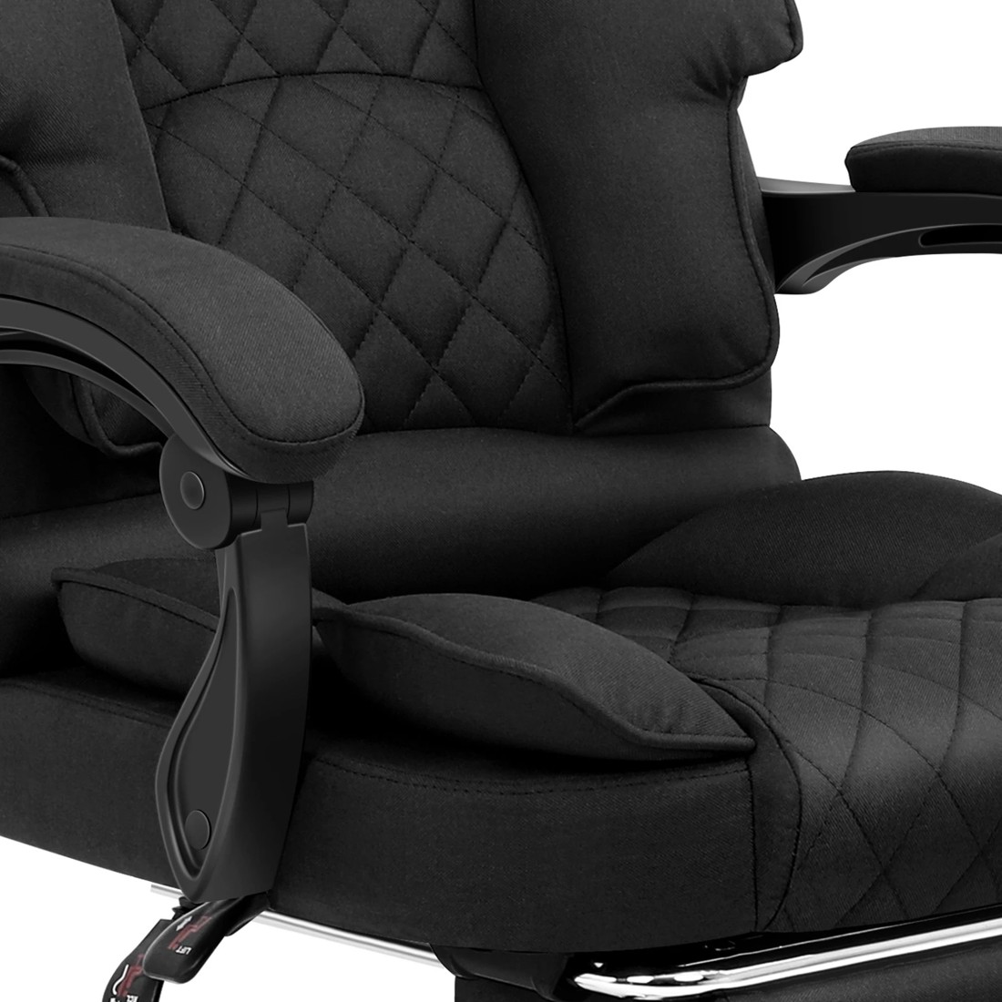 6 Alfordson Office Chair Gaming Executive Seat Computer Racer Fabric Recliner - Black, 6 of 10