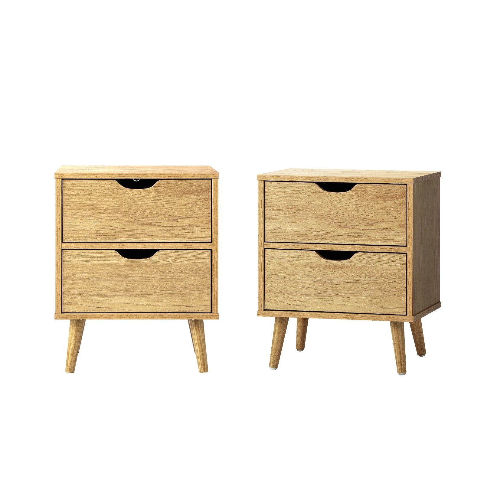 1 Oikiture 2 X Bedside Tables Side Table Bedroom Furnitureen - Natural, 1 of 10