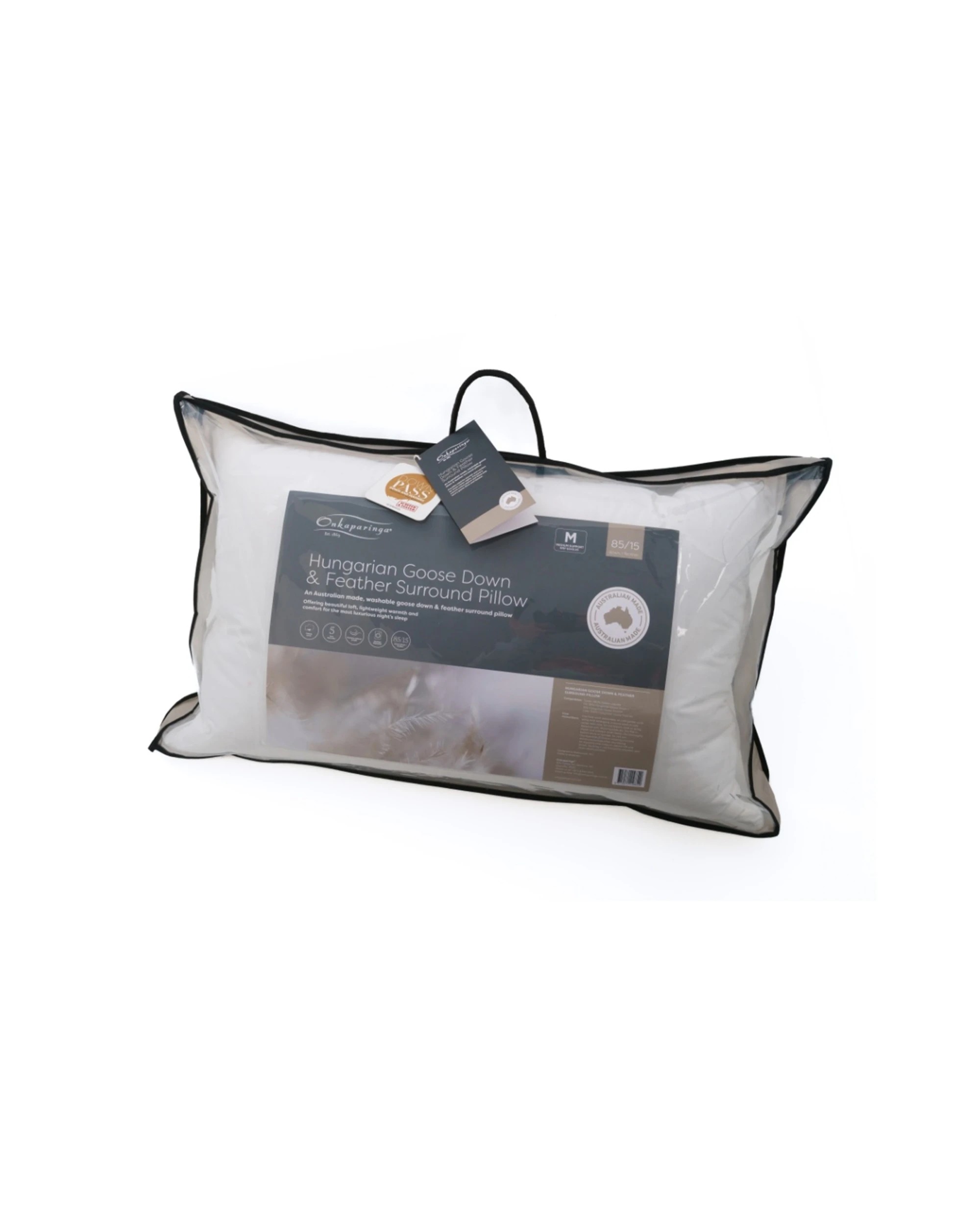 1 Onkaparinga 85-15 Hungarian Goose Down Feather Surround Pillow Standard - White, 1 of 9