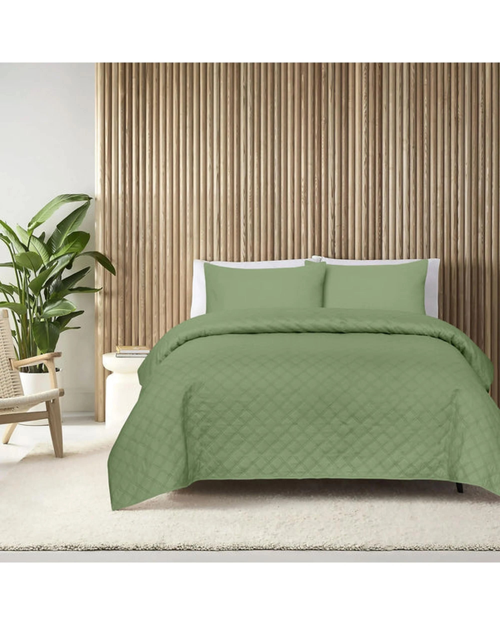 2 Amsons Premium Double Brushed Microfiber Bedspread Set - Super King, Green (1 Bedspread + 2 Pillowcases) - Green, 2 of 2