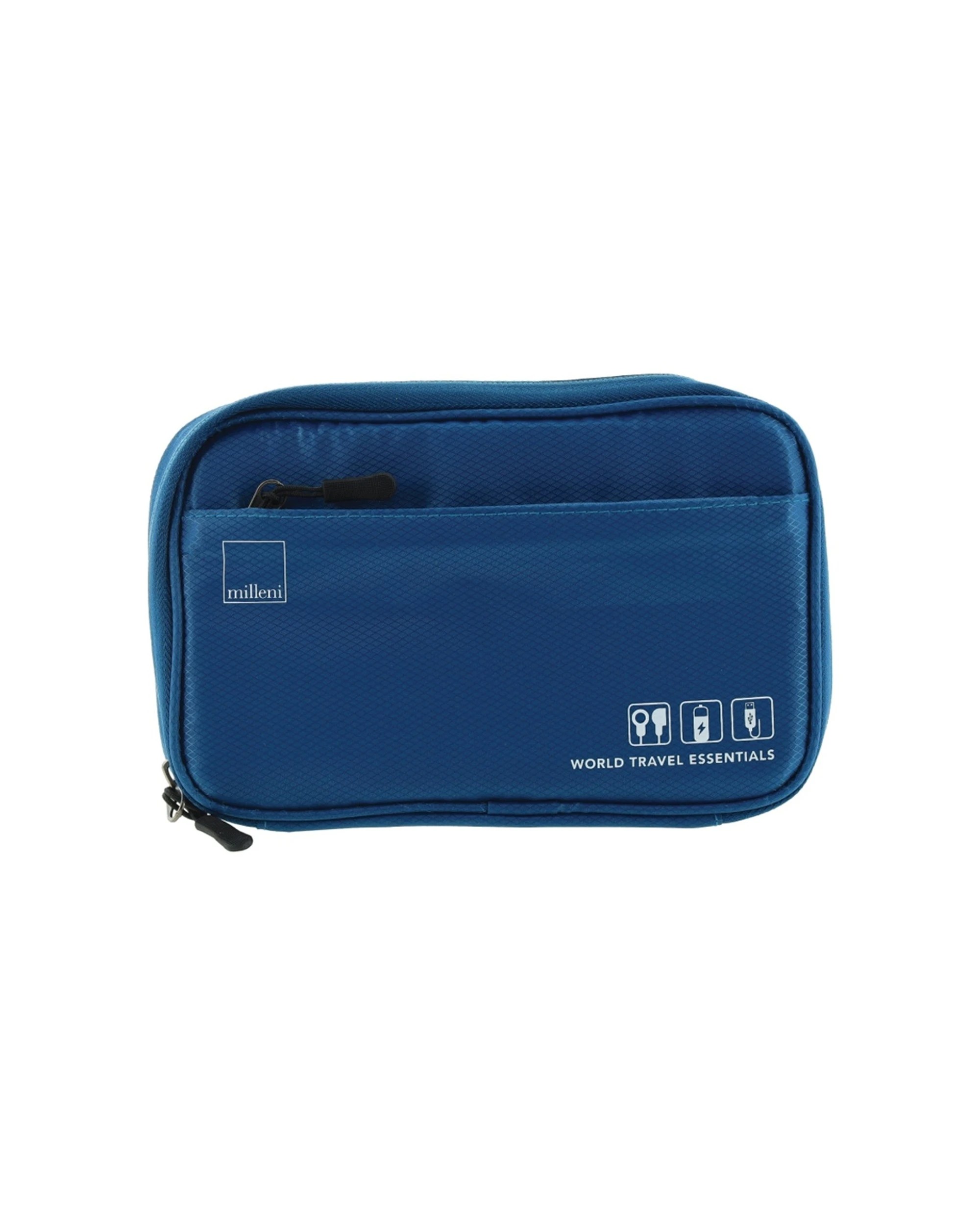 3 Milleni Multiple Compartment Secure Travel Tech Accessory Organizer 21cm Teal - Blue, 3 of 5