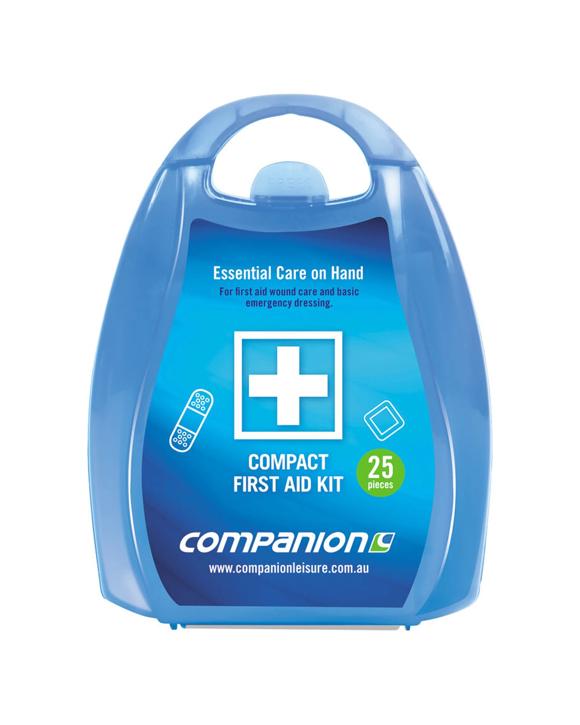 Companion 25pc Companion Portable Compact First Aid Kit Lightweight Durable Case 13x13cm - Blue