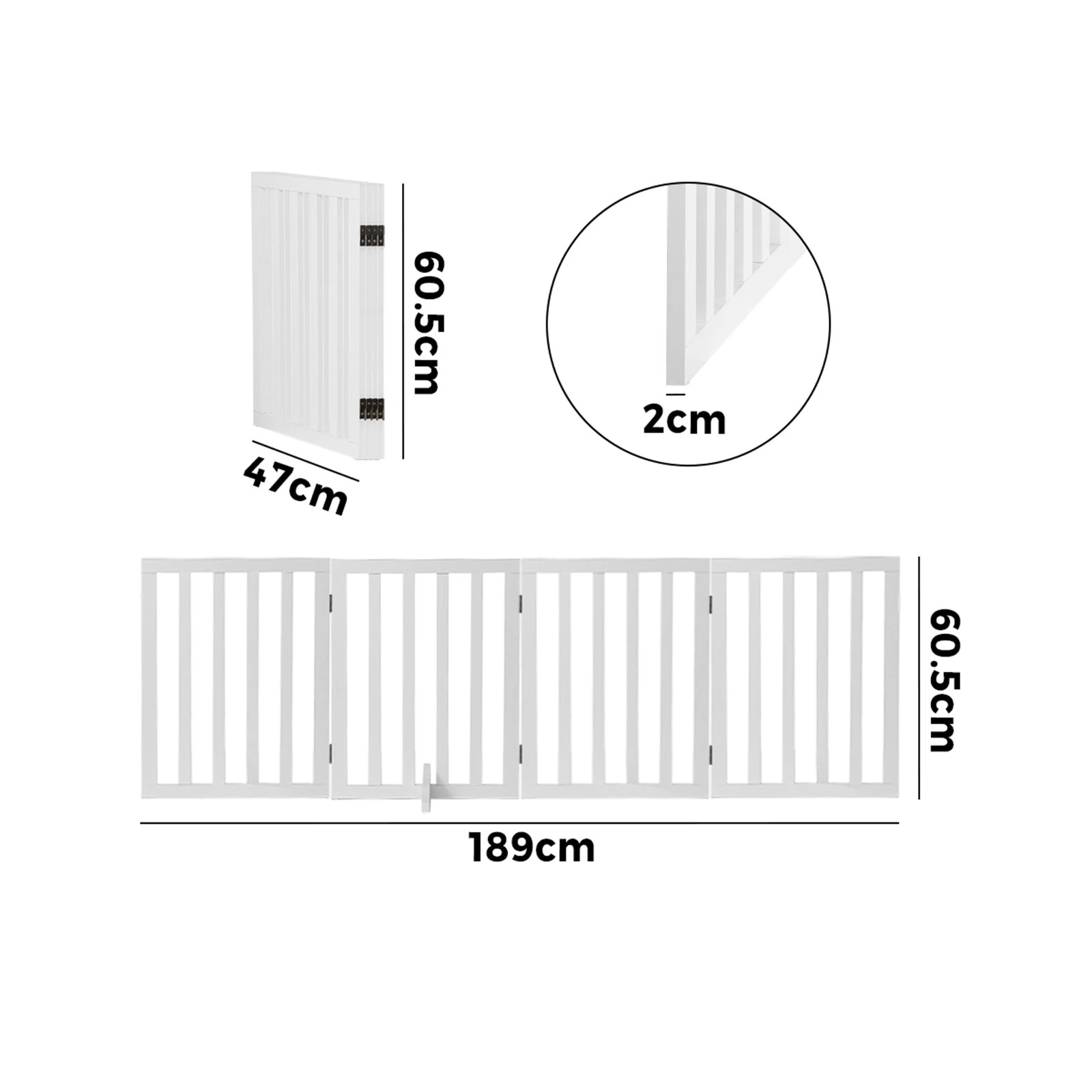 10 Alopet Wooden Pet Gate Dog Fence Safety Stair Barrier Security Door 4 Panels - White, 10 of 10
