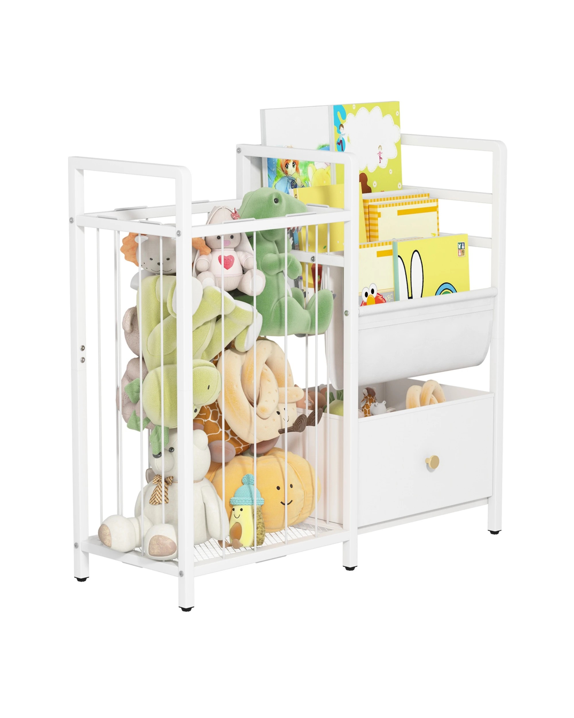 6 Advwin 3-in-1 Kids Bookshelf Toy Storage 3-Tier Toddler Bookcase w/ Stuffed Animal Storage & Drawer, 6 of 9
